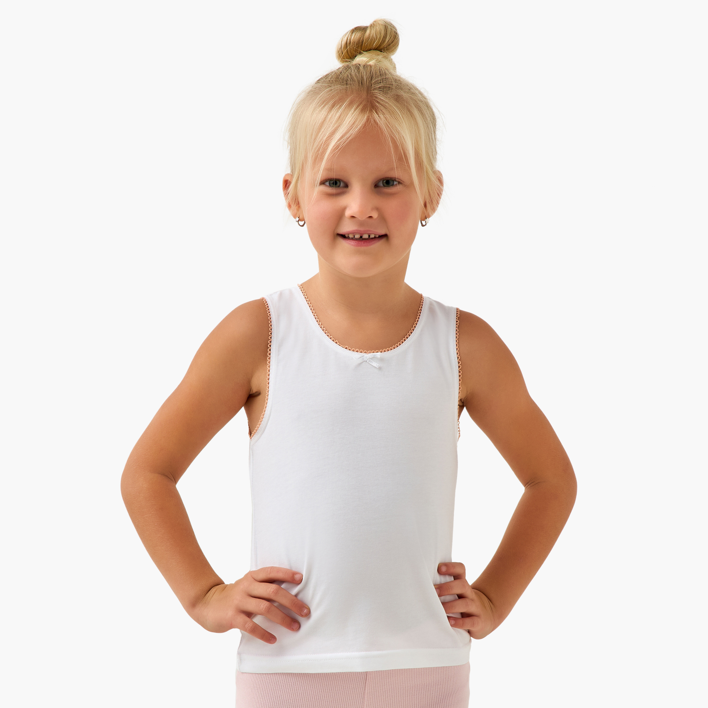 Pack of 5 Juniors Cotton Vest with Lace Detail-girls-clothing-innerwear-vests-image-2