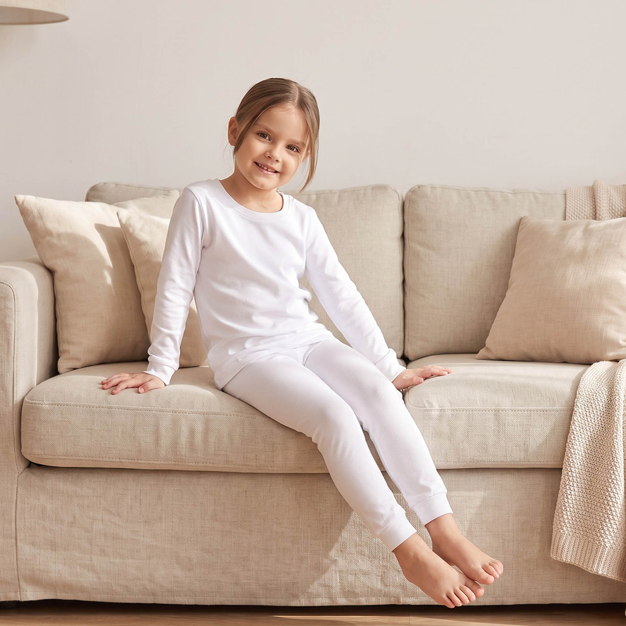 Juniors Solid Thermal T-shirt and Pyjama Set-girls-clothing-winterwear-thermalsets-image-1
