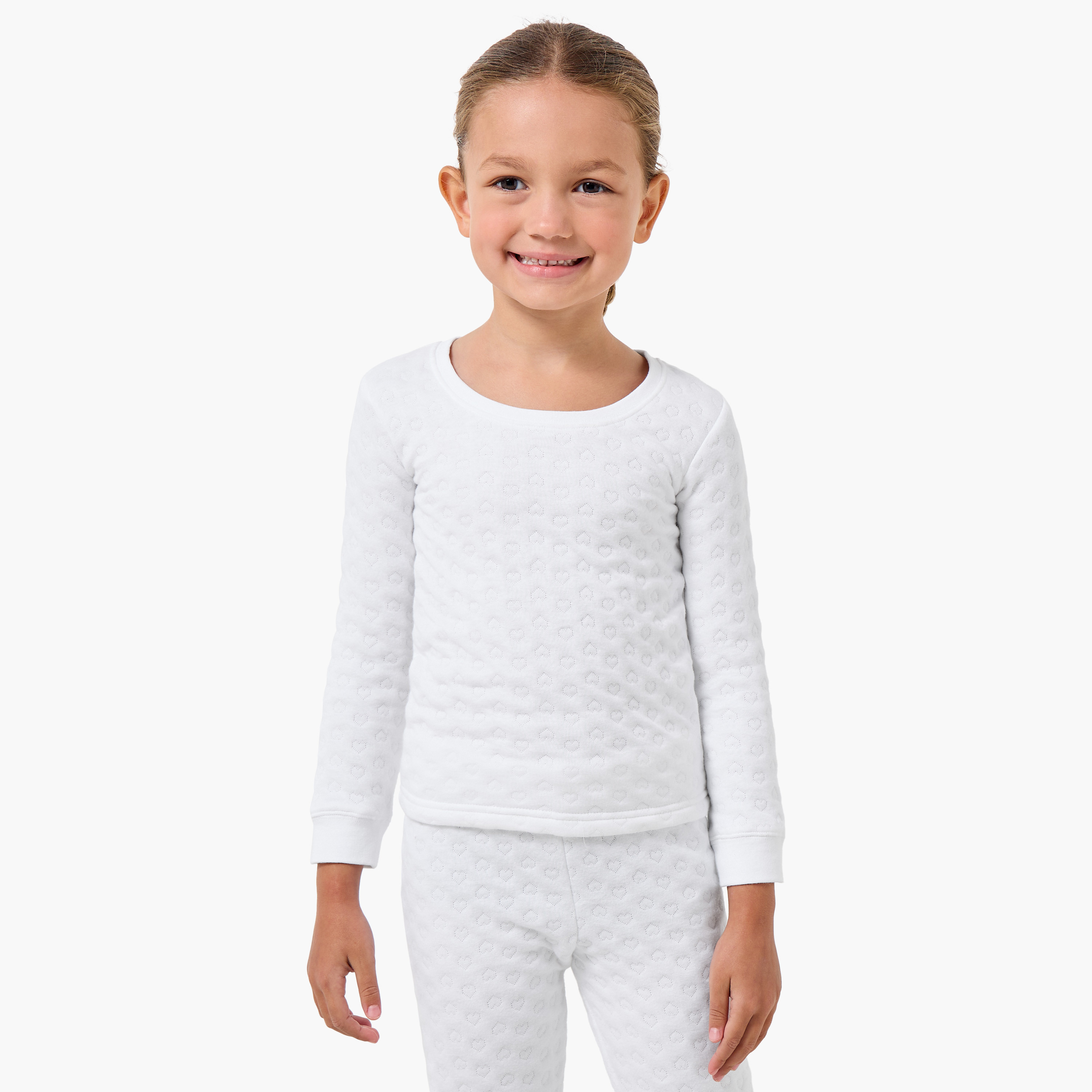 Juniors Textured Thermal T-shirt and Pyjama Set-baby-girls-clothing-winterwear-thermalsets-image-2