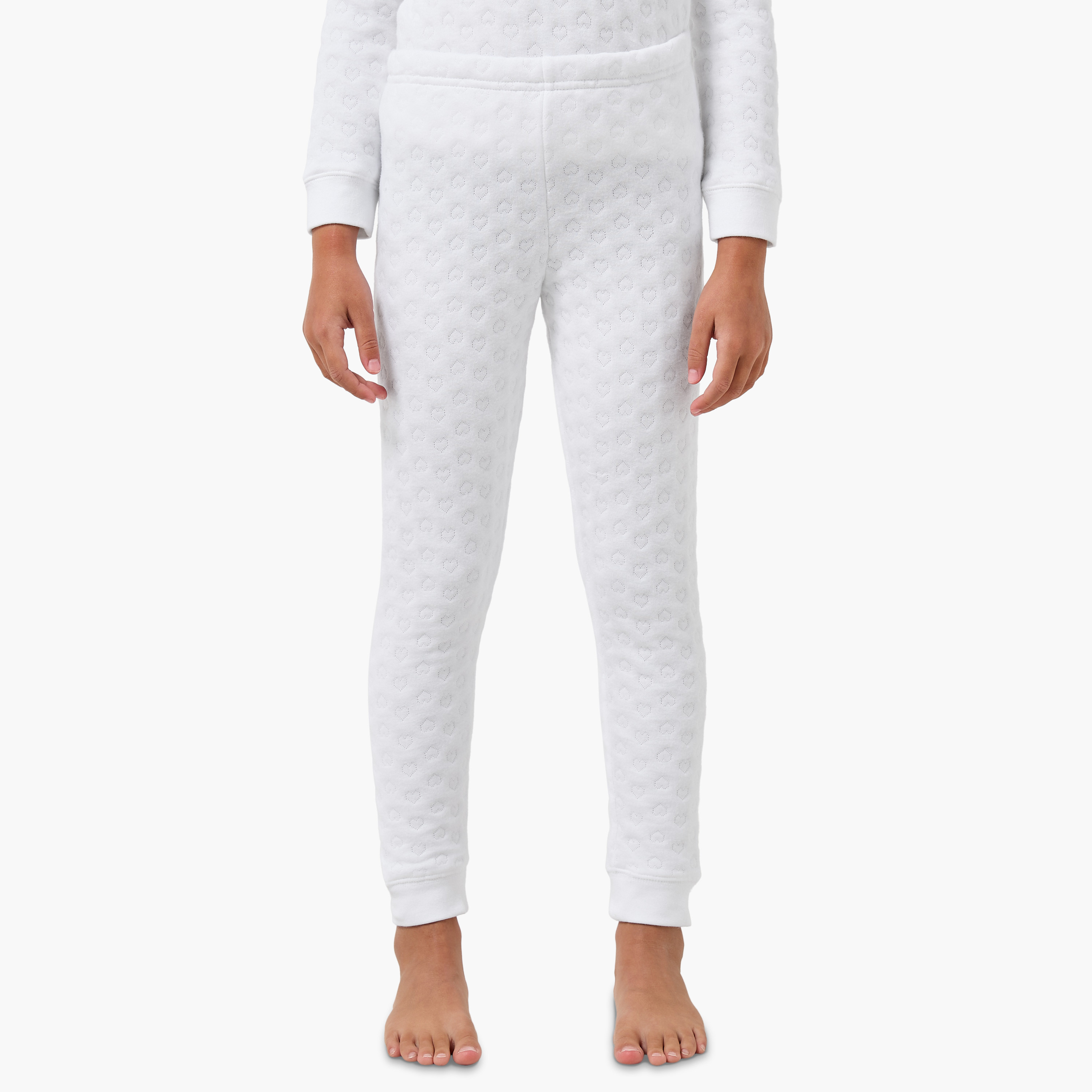 Juniors Textured Thermal T-shirt and Pyjama Set-baby-girls-clothing-winterwear-thermalsets-image-3