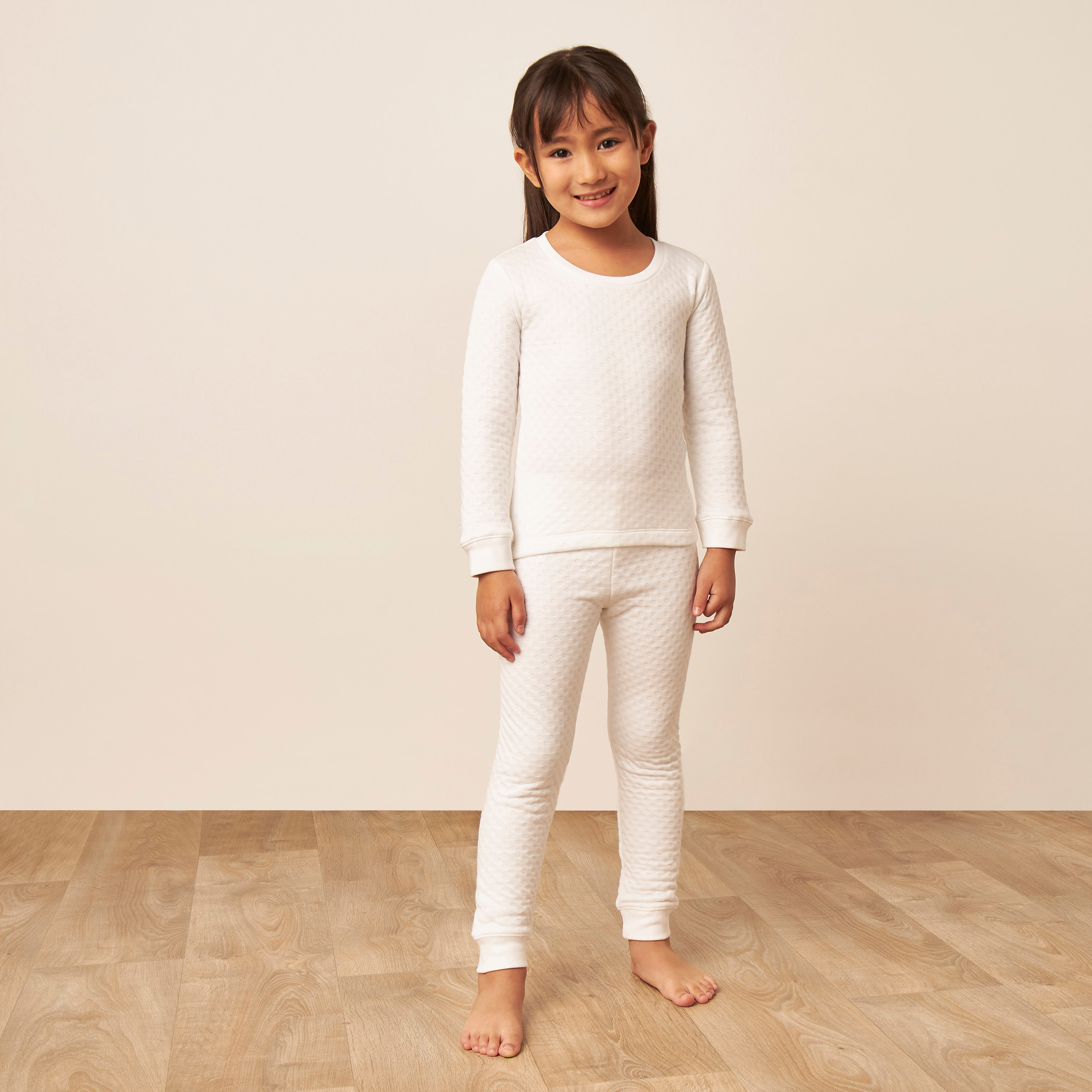 Juniors Textured Thermal T-shirt and Pyjama Set-baby-girls-clothing-winterwear-thermalsets-image-1