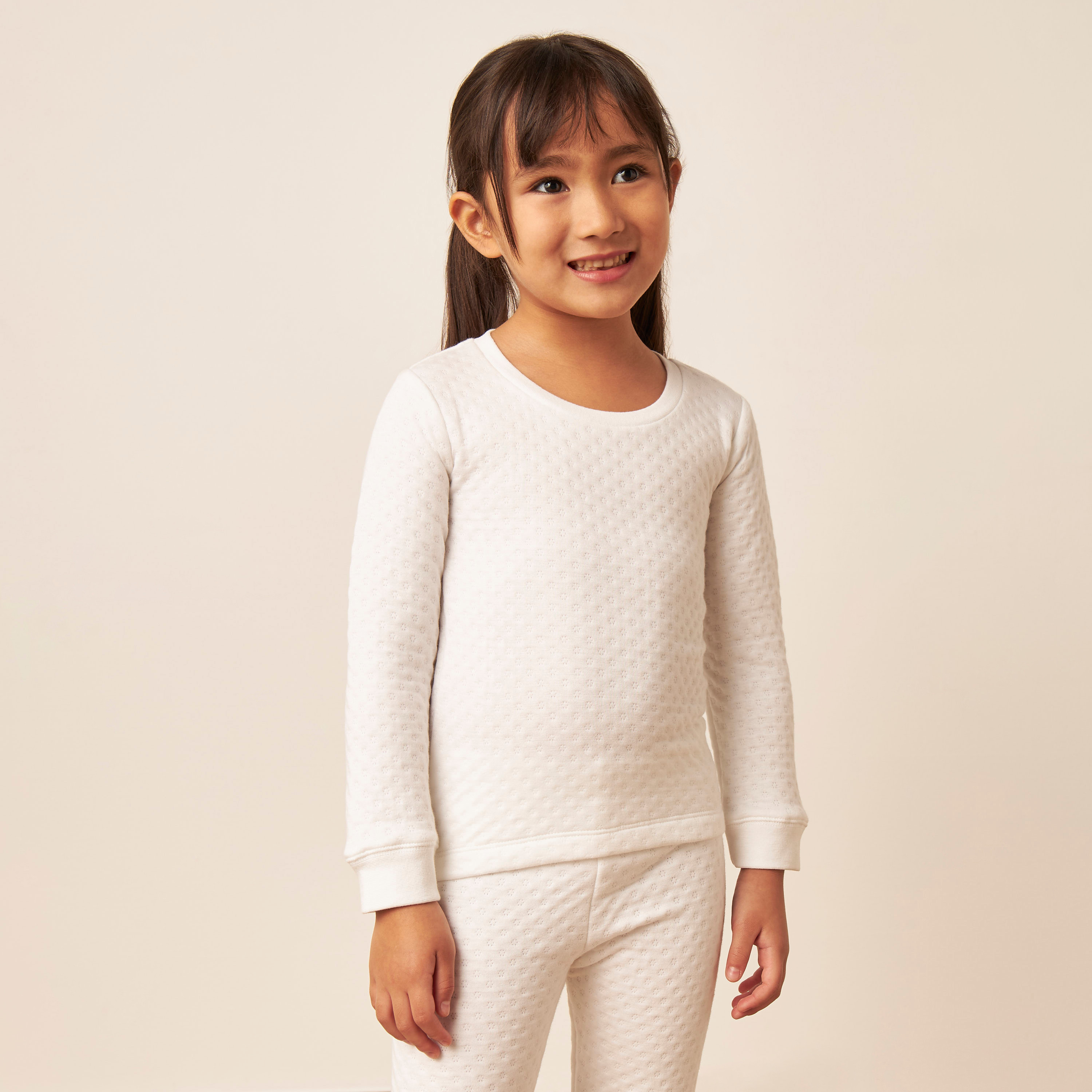 Juniors Textured Thermal T-shirt and Pyjama Set-baby-girls-clothing-winterwear-thermalsets-image-2