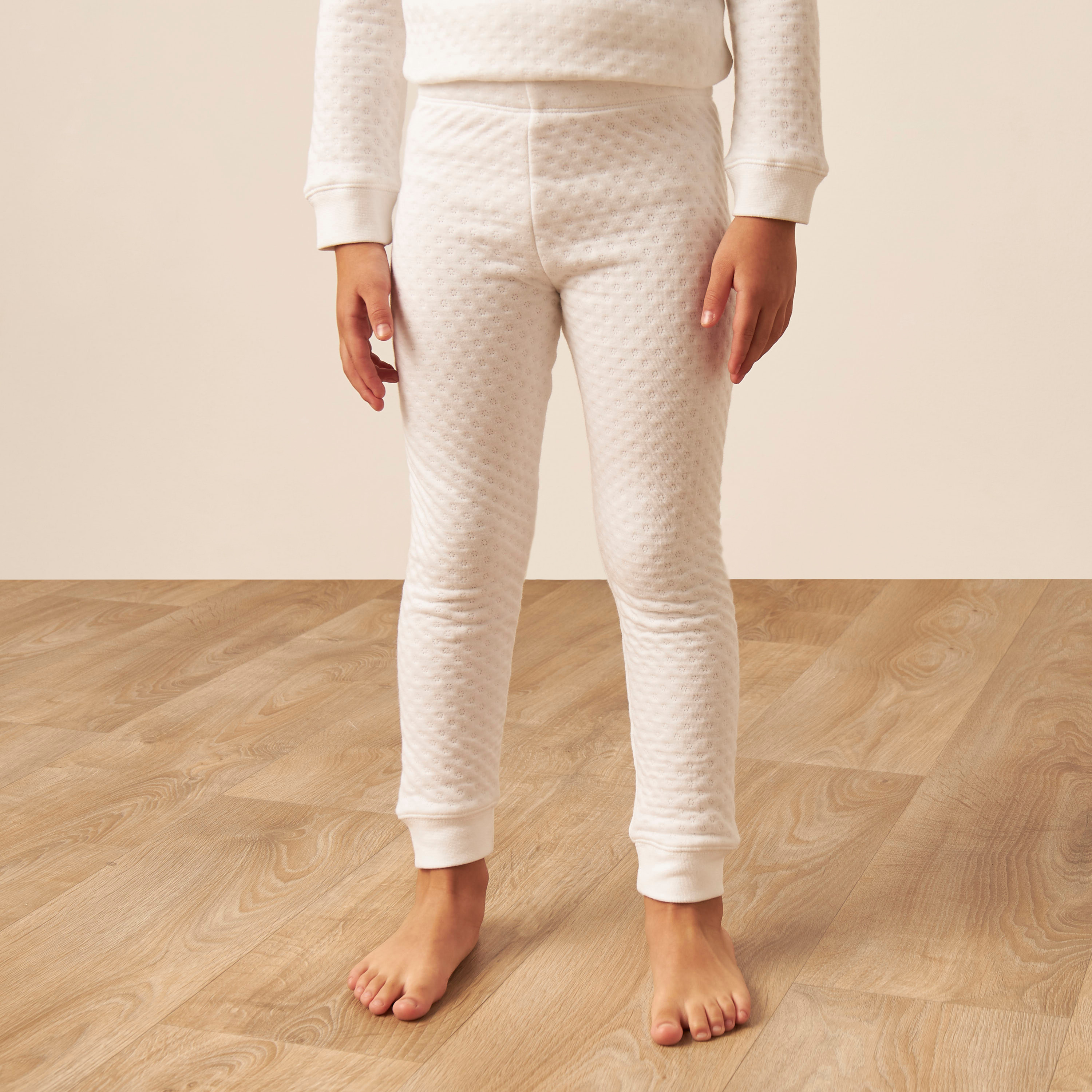 Juniors Textured Thermal T-shirt and Pyjama Set-baby-girls-clothing-winterwear-thermalsets-image-3