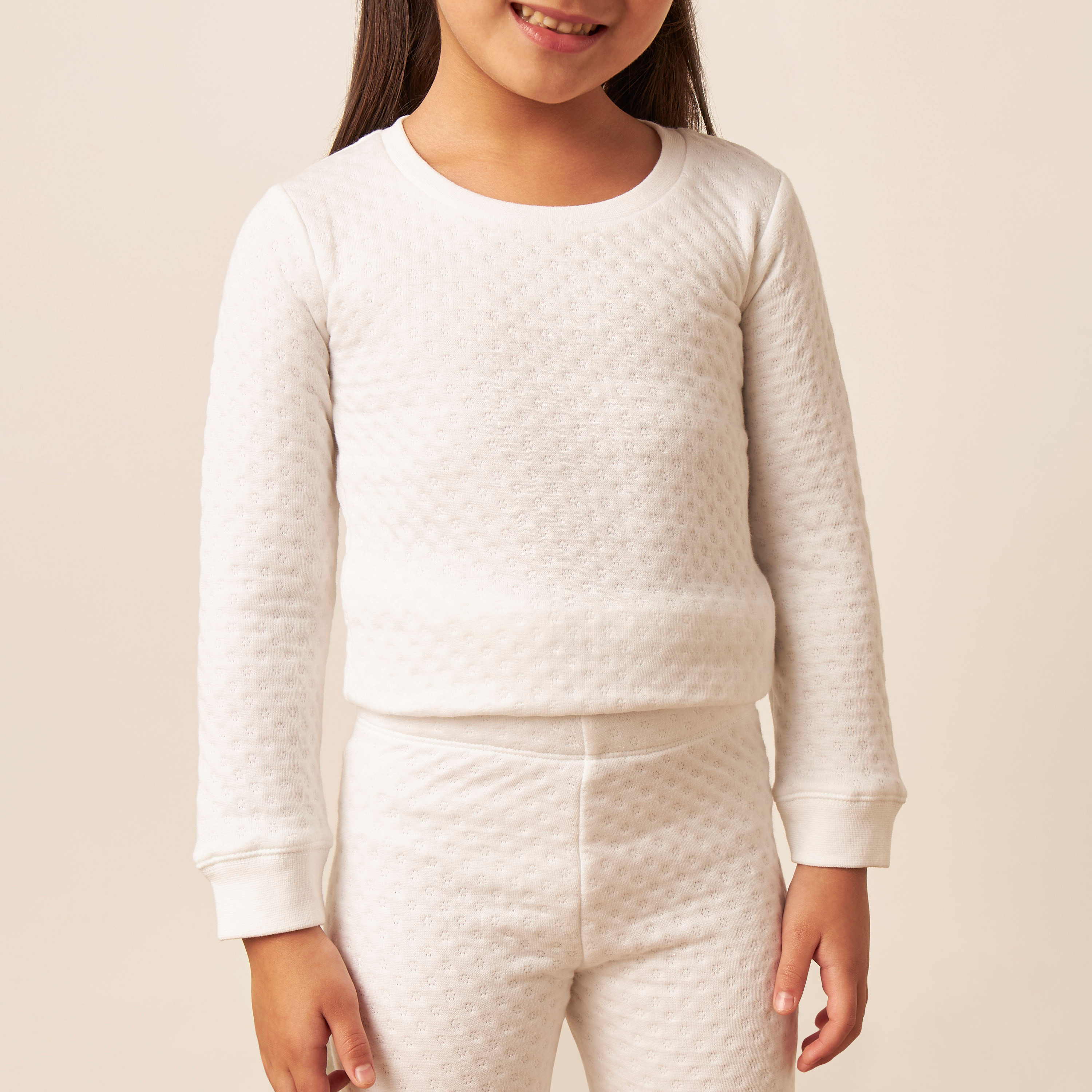 Juniors Textured Thermal T-shirt and Pyjama Set-baby-girls-clothing-winterwear-thermalsets-image-4