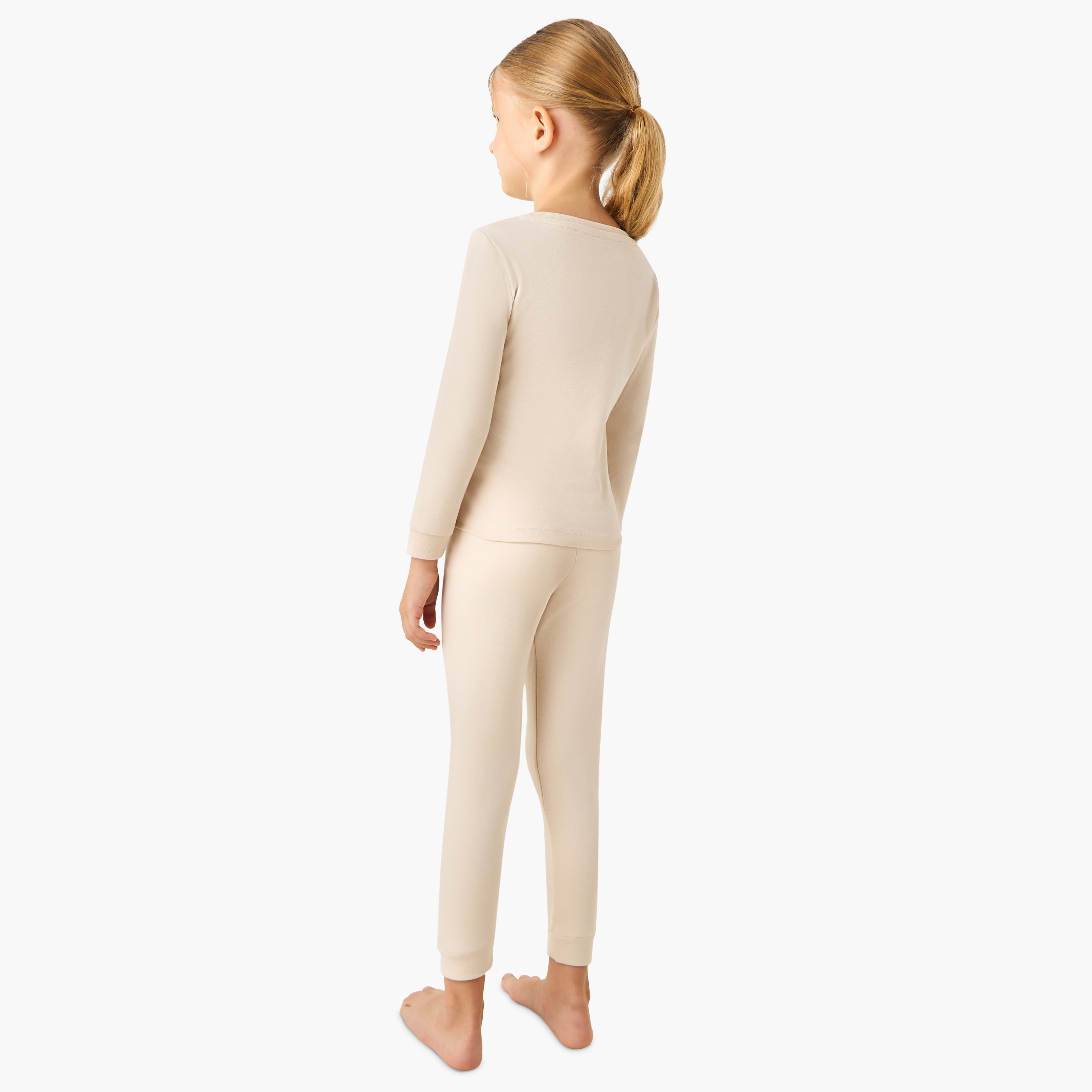 Juniors Solid Thermal T-shirt and Pyjama Set-girls-clothing-winterwear-thermalsets-image-4