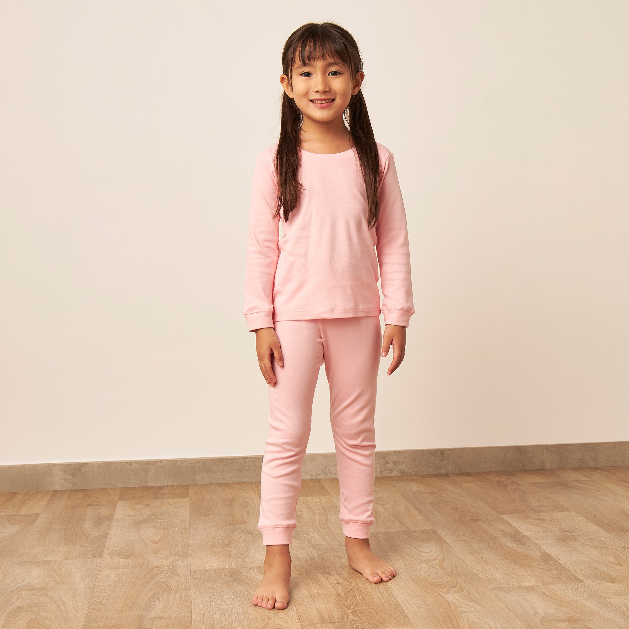 Juniors Solid Thermal T-shirt and Pyjama Set-baby-girls-clothing-winterwear-thermalsets-image-1