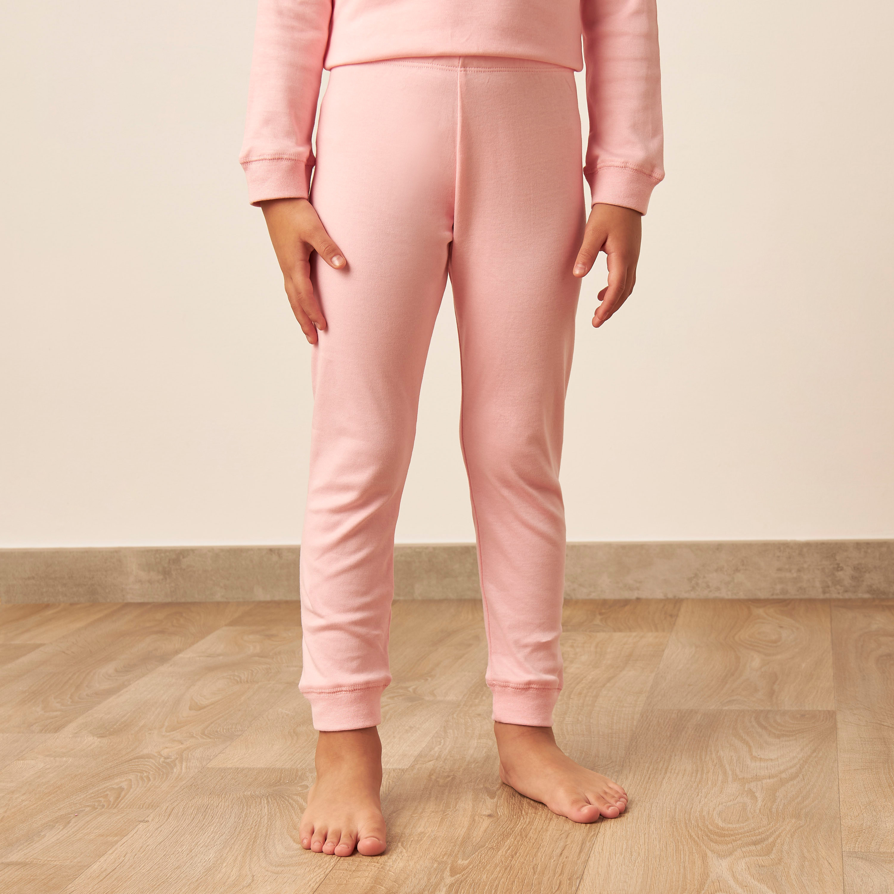 Juniors Solid Thermal T-shirt and Pyjama Set-baby-girls-clothing-winterwear-thermalsets-image-3
