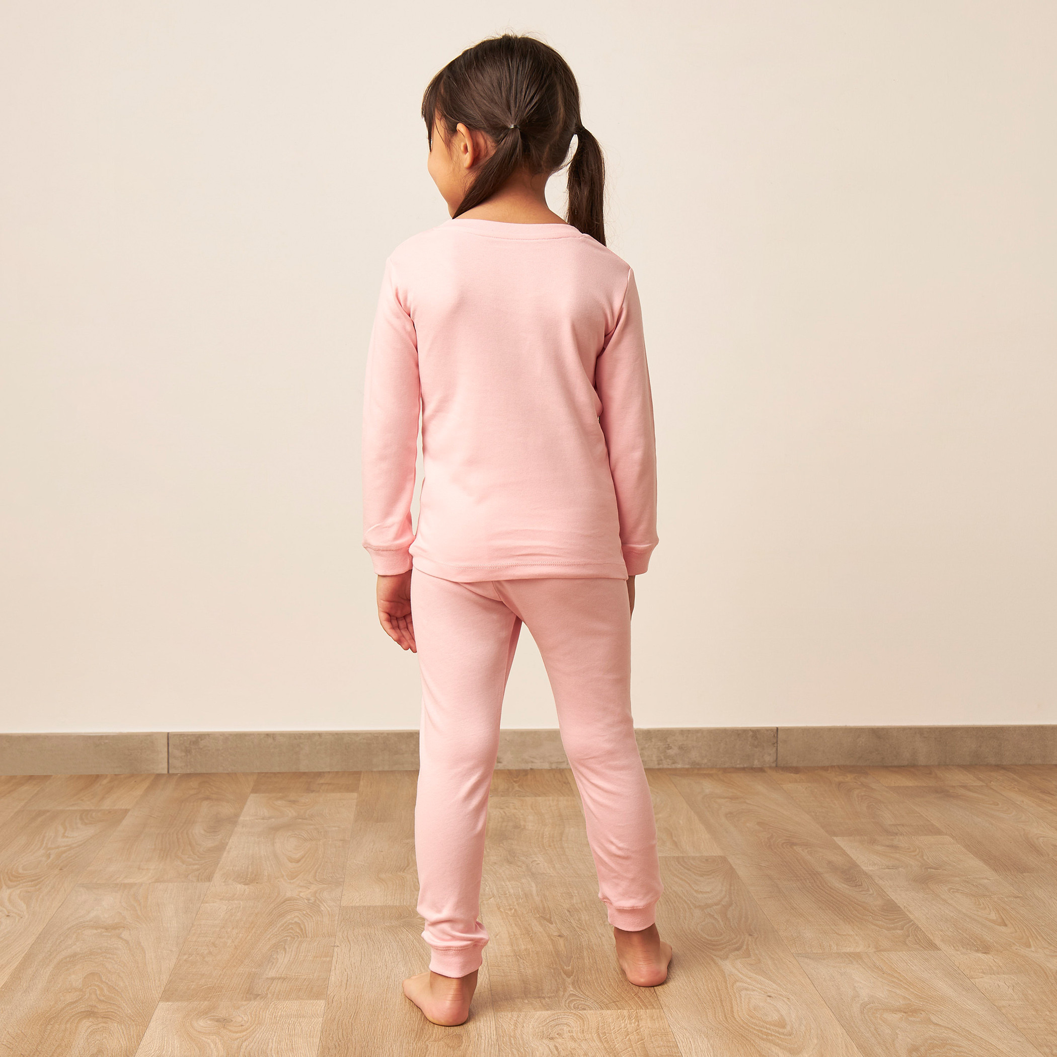 Juniors Solid Thermal T-shirt and Pyjama Set-baby-girls-clothing-winterwear-thermalsets-image-5