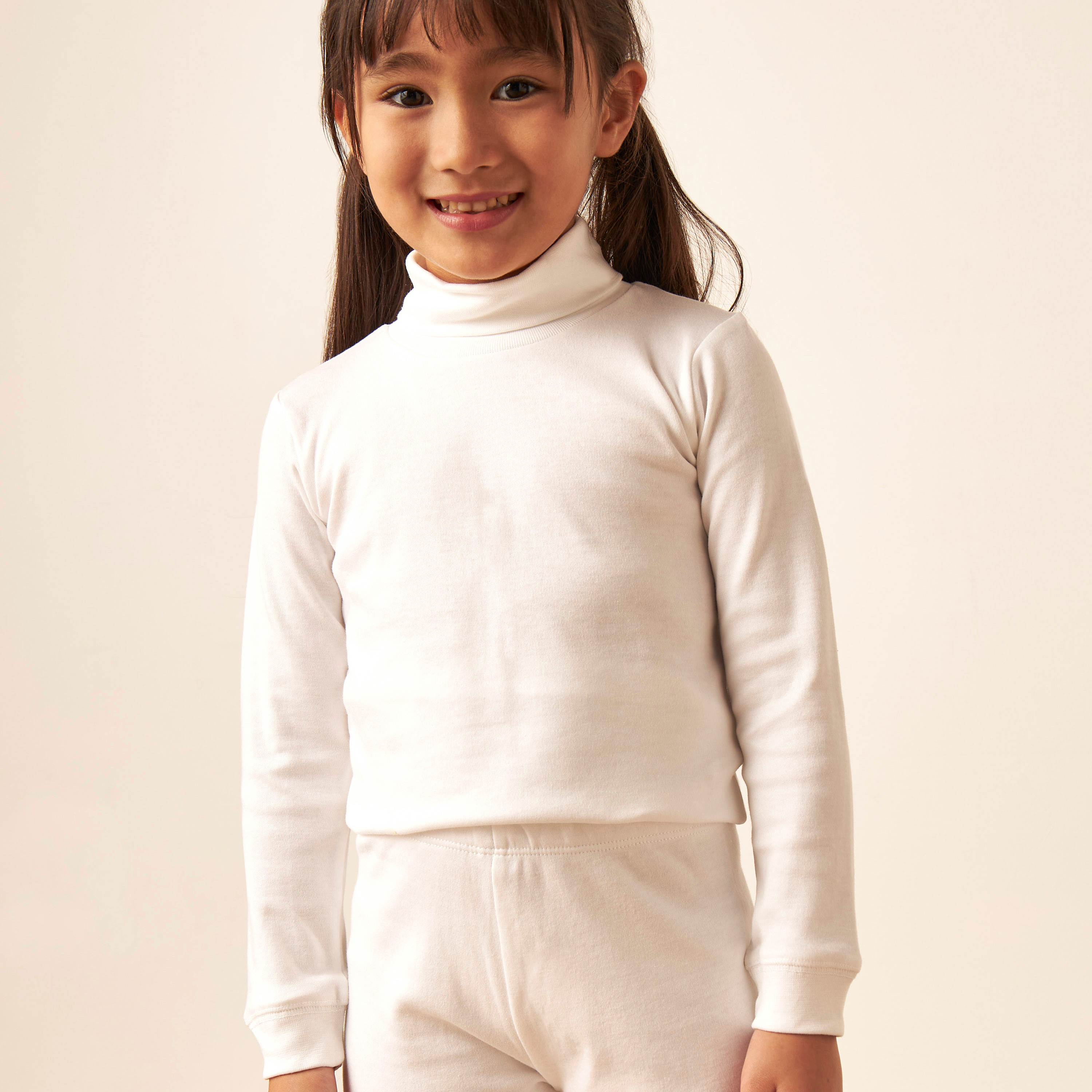 Juniors Solid Thermal T-shirt and Pyjama Set-baby-girls-clothing-winterwear-thermalsets-image-4