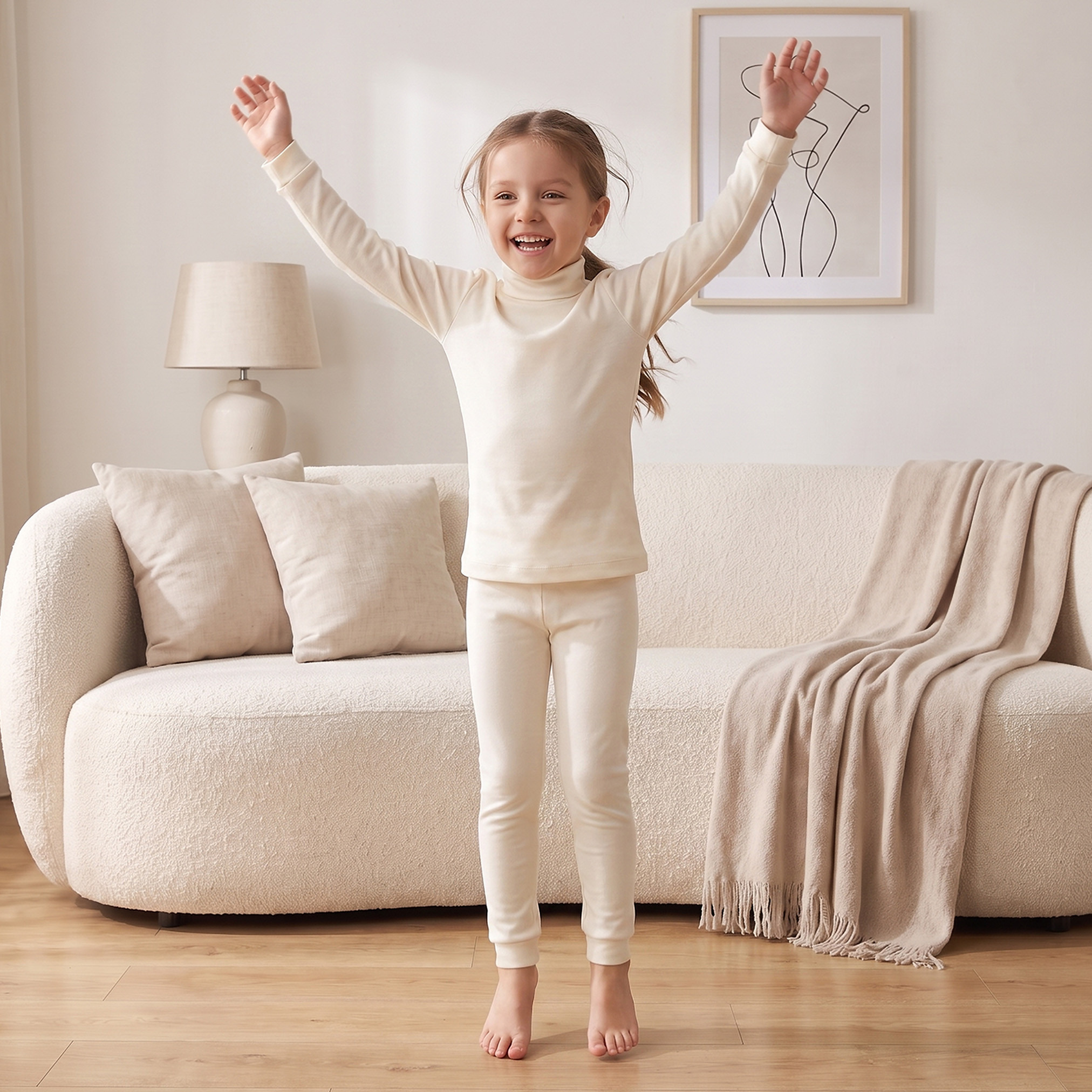 Juniors Solid Thermal T-shirt and Pyjama Set-girls-clothing-winterwear-thermalsets-image-7
