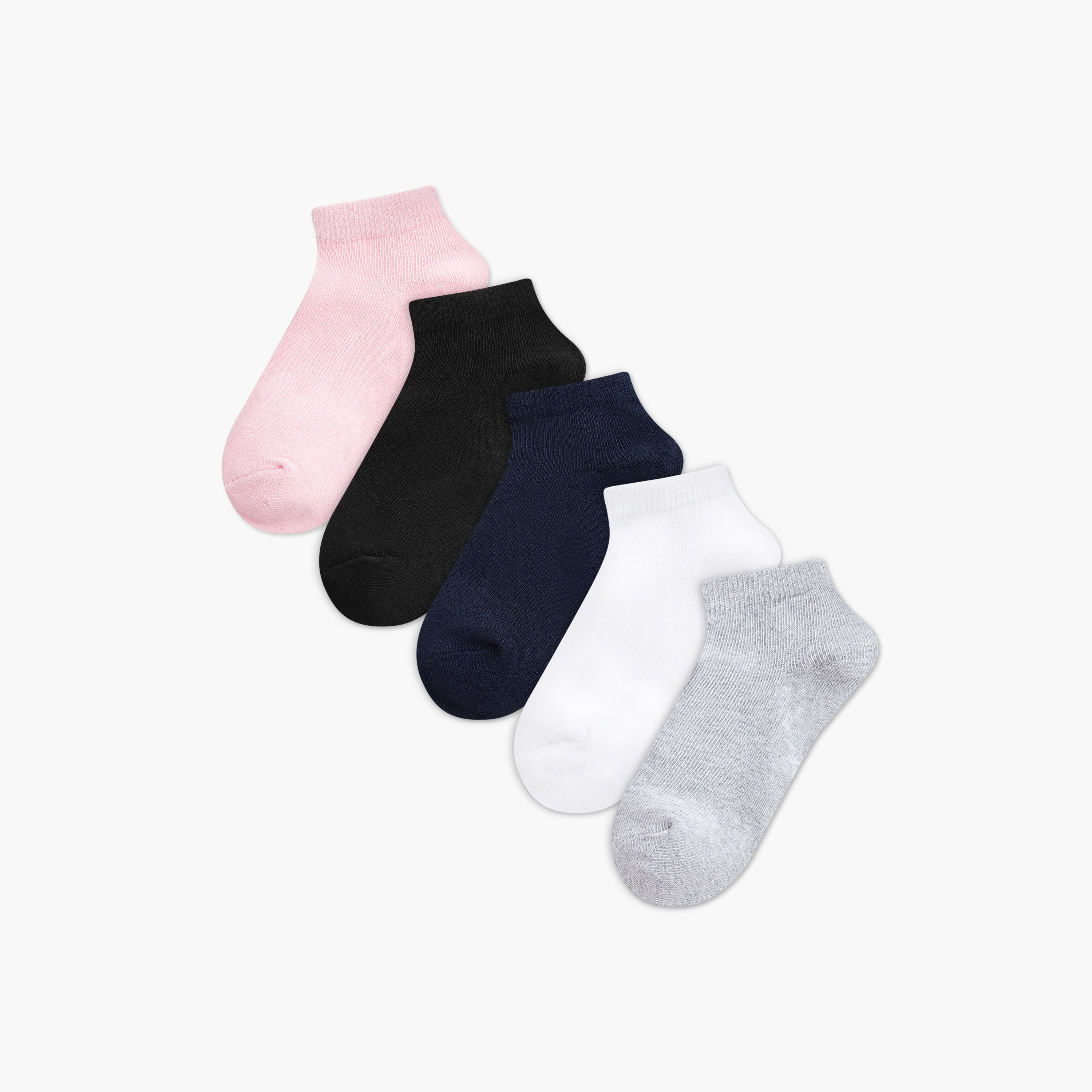 Gloo Solid Ankle-Length Socks with Elasticised Hem - Set of 5-girls-accessories-socks-image-1