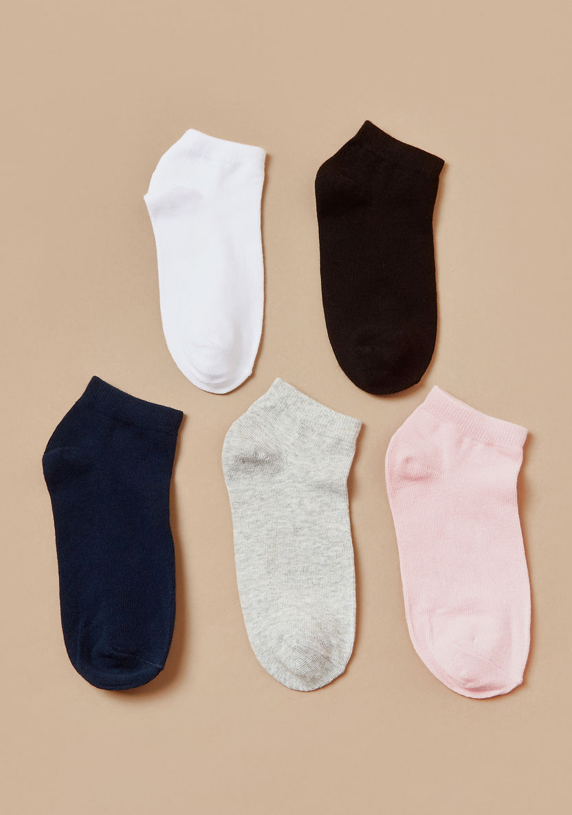 Gloo Solid Ankle-Length Socks with Elasticised Hem - Set of 5-Socks-image-0
