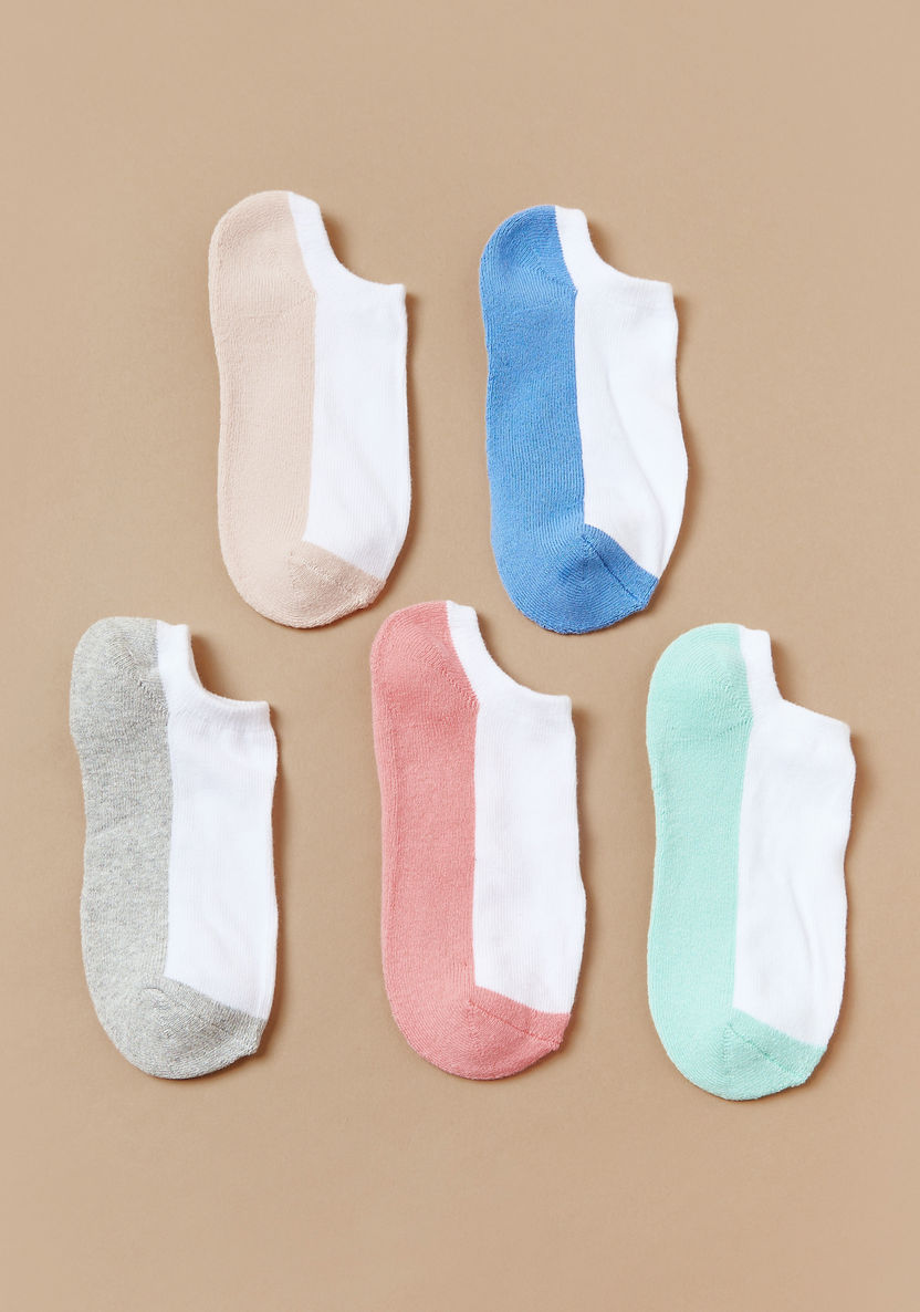 Gloo Ribbed Ankle-Length Socks with Cuffed Hem - Pack of 5-Underwear and Socks-image-0