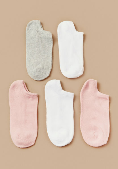 Gloo Ribbed Ankle-Length Socks with Cuffed Hem - Pack of 5-Socks-image-0