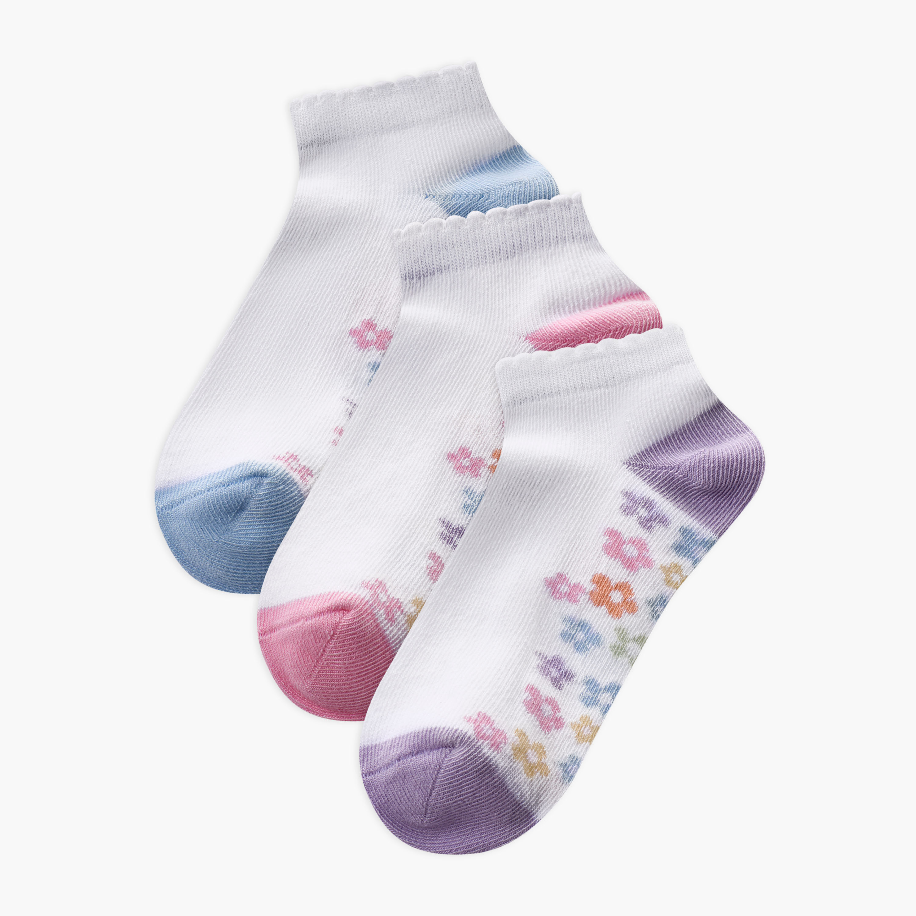 طقم جوارب 3 أزواج للبنات بطبعات زهرية من جونيورز-girls-accessories-socks-image-1