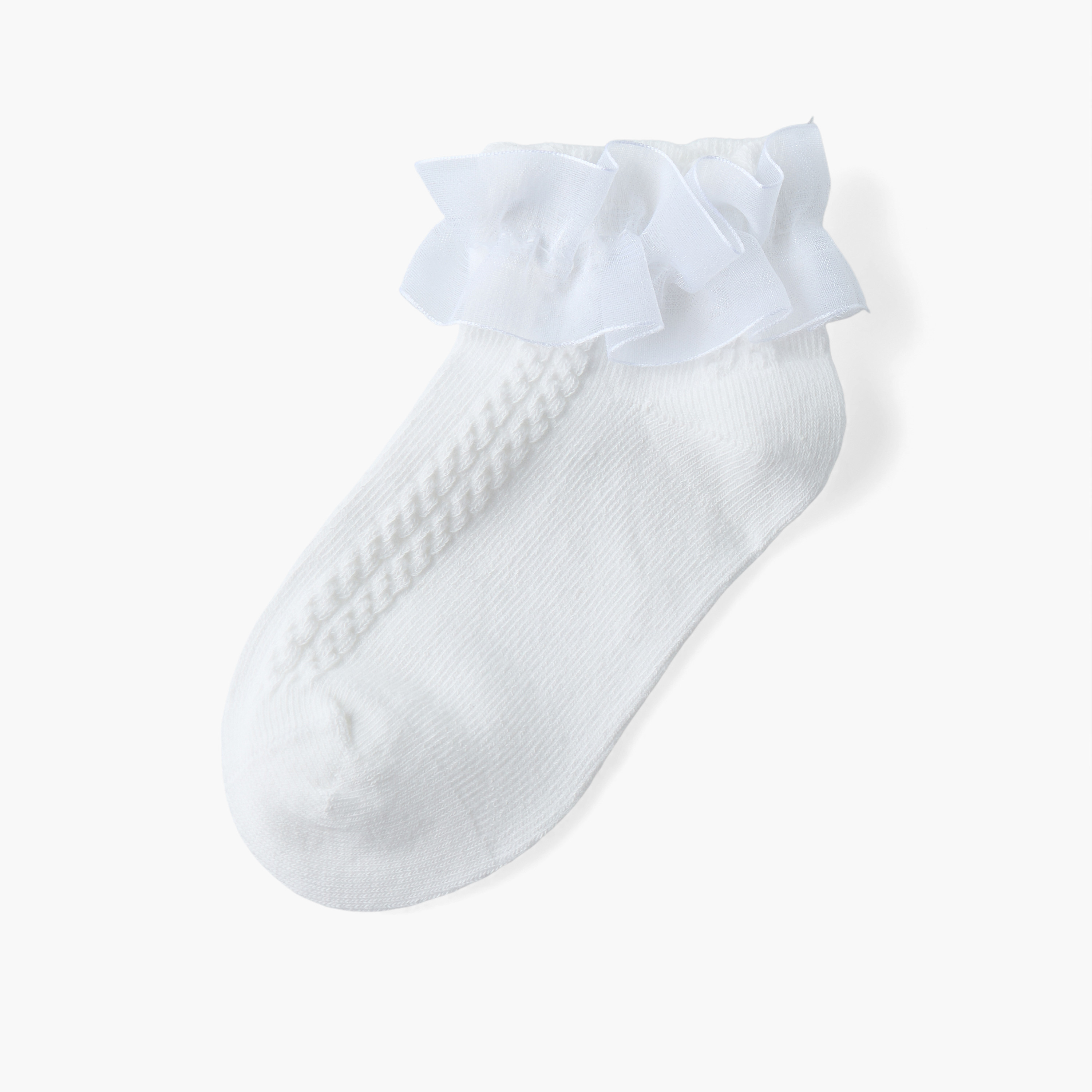 Pack of 3 Juniors Girls Socks with Ruffle Trim-girls-accessories-socks-image-2