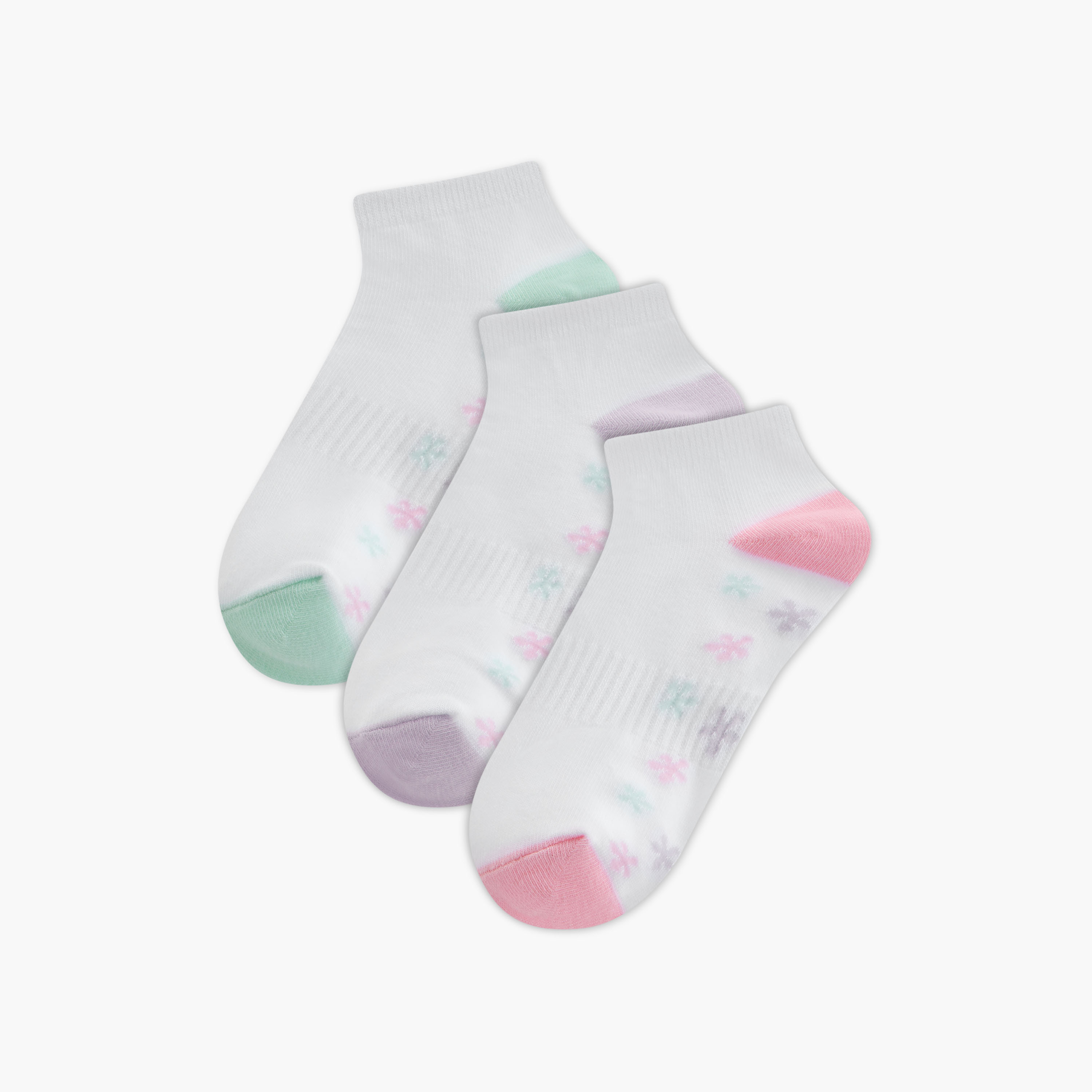 Juniors Floral Print Ankle Length Socks - Set of 3-girls-accessories-socks-image-1