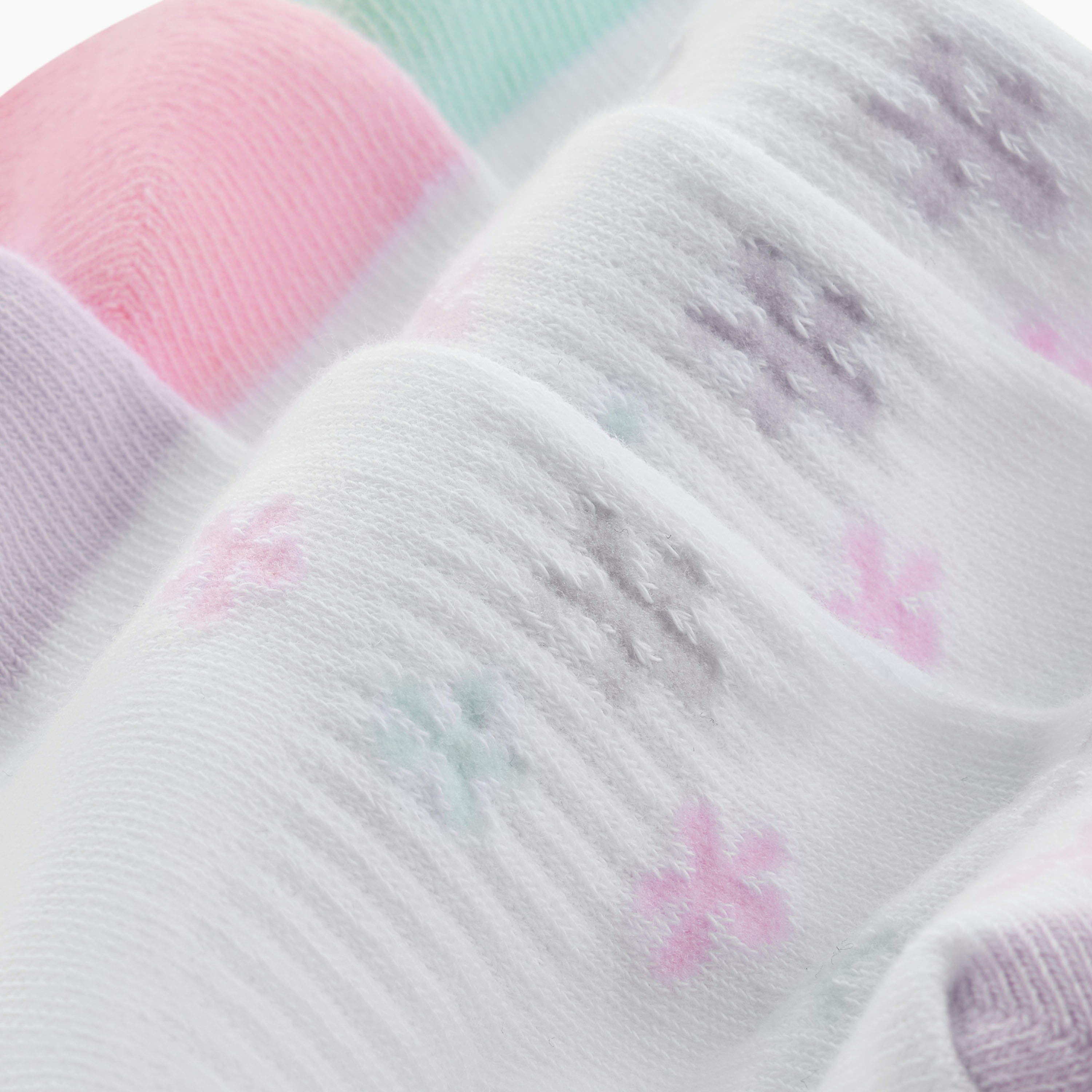 Juniors Floral Print Ankle Length Socks - Set of 3-girls-accessories-socks-image-4