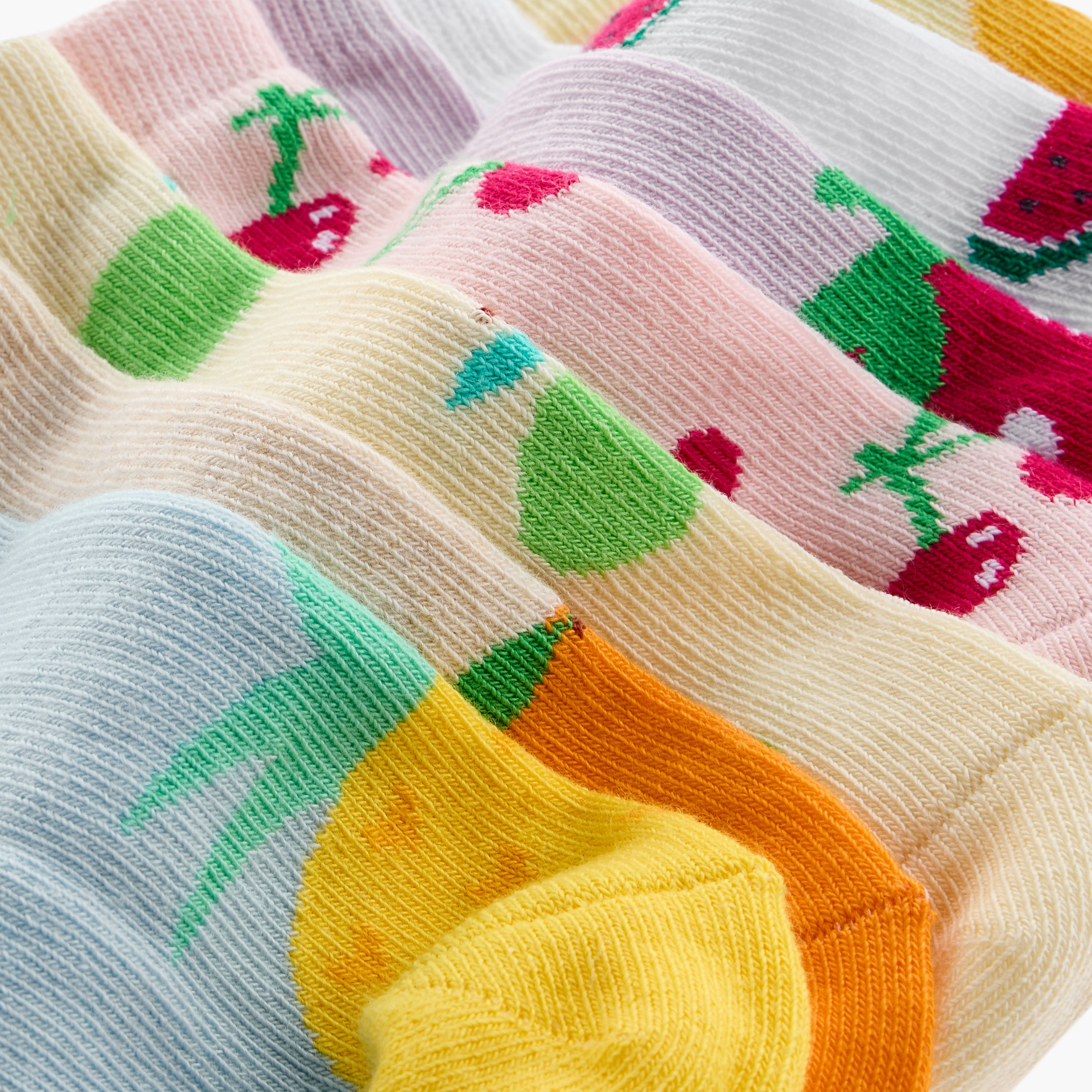 Juniors Fruit Print Ankle Length Socks - Set of 7-baby-girls-accessories-socks-image-4