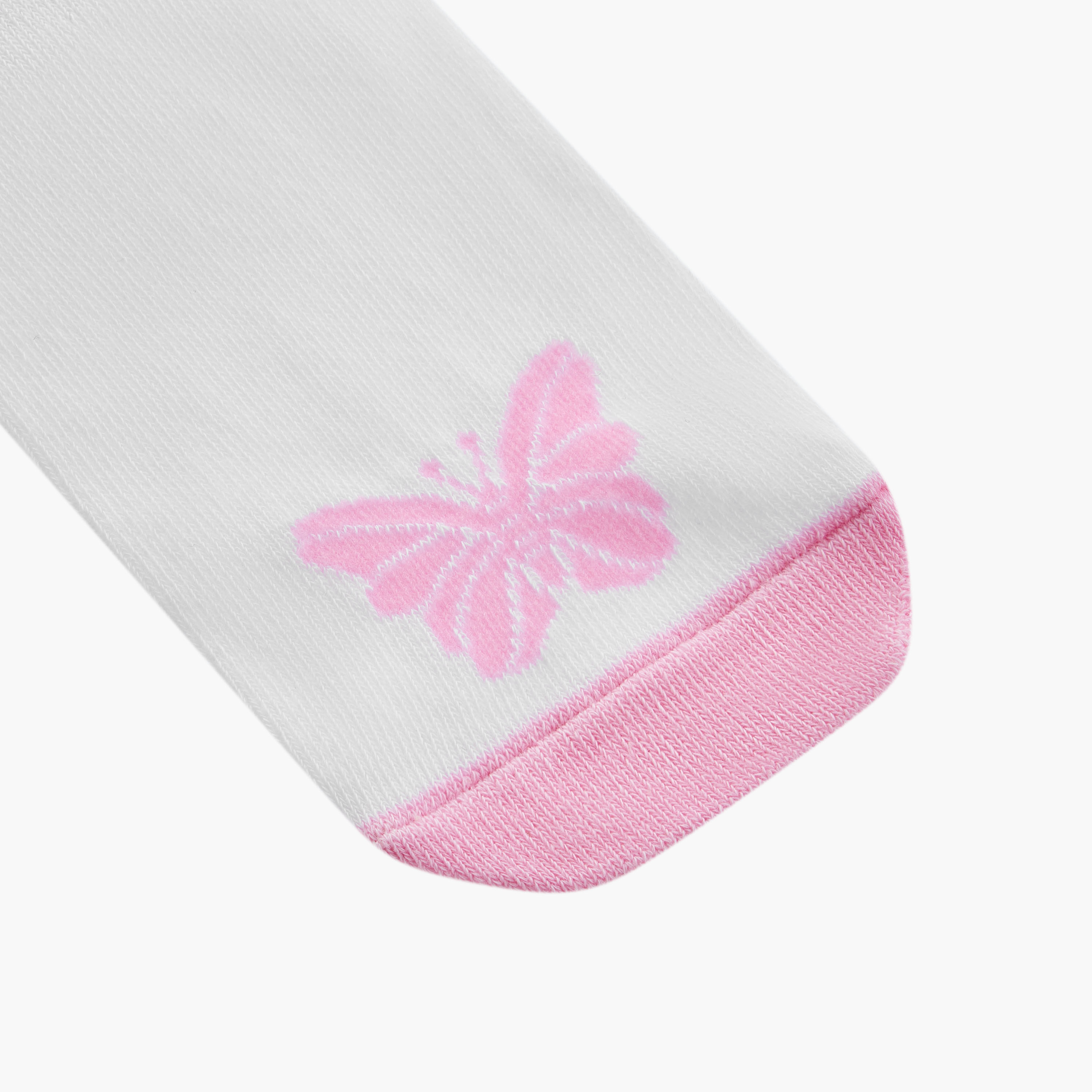 Juniors Butterfly Print Ankle Length Socks - Set of 3-girls-accessories-socks-image-5