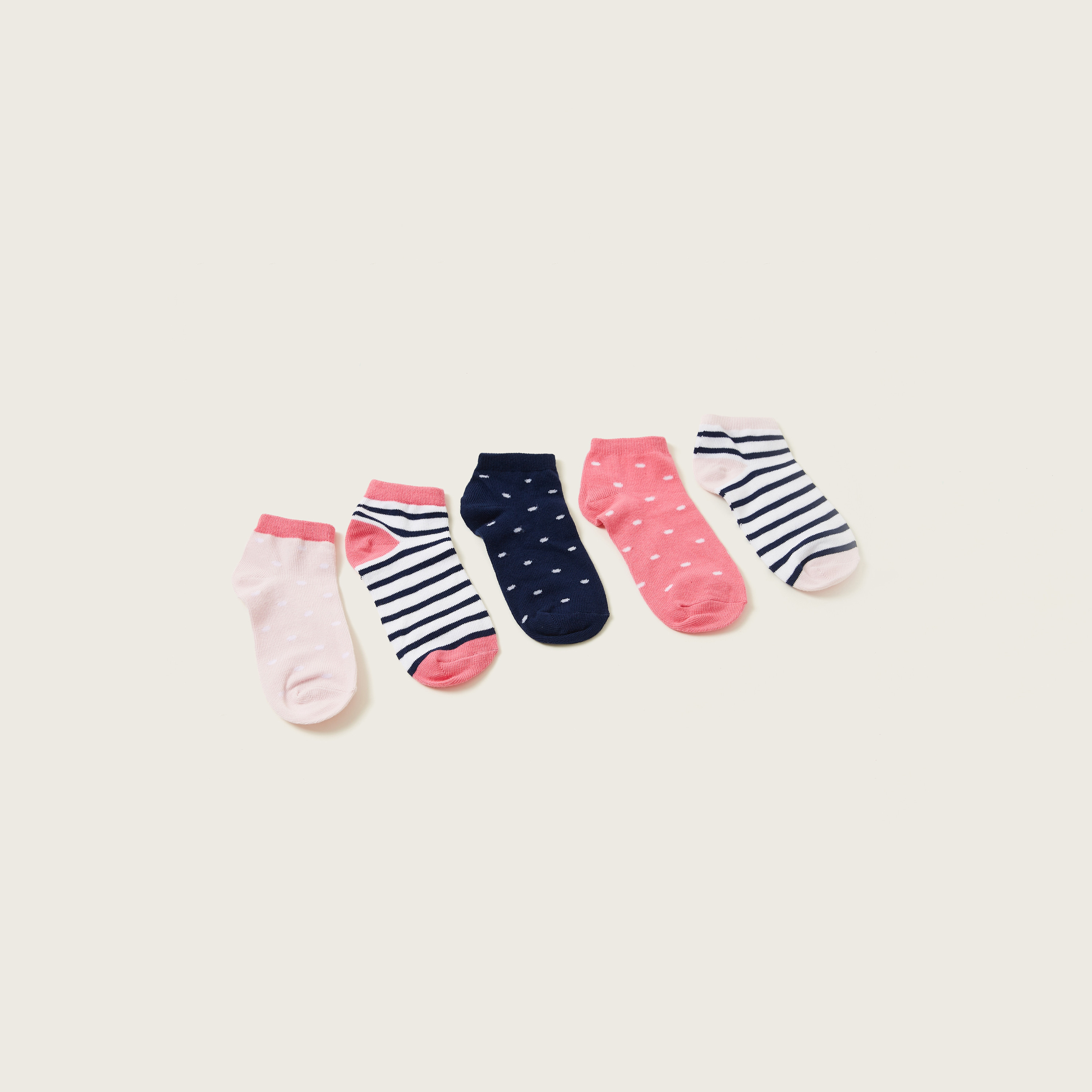 Gloo Printed Ankle-Length Socks with Cuffed Hem - Pack of 5-girls-clothing-multipacks-image-1