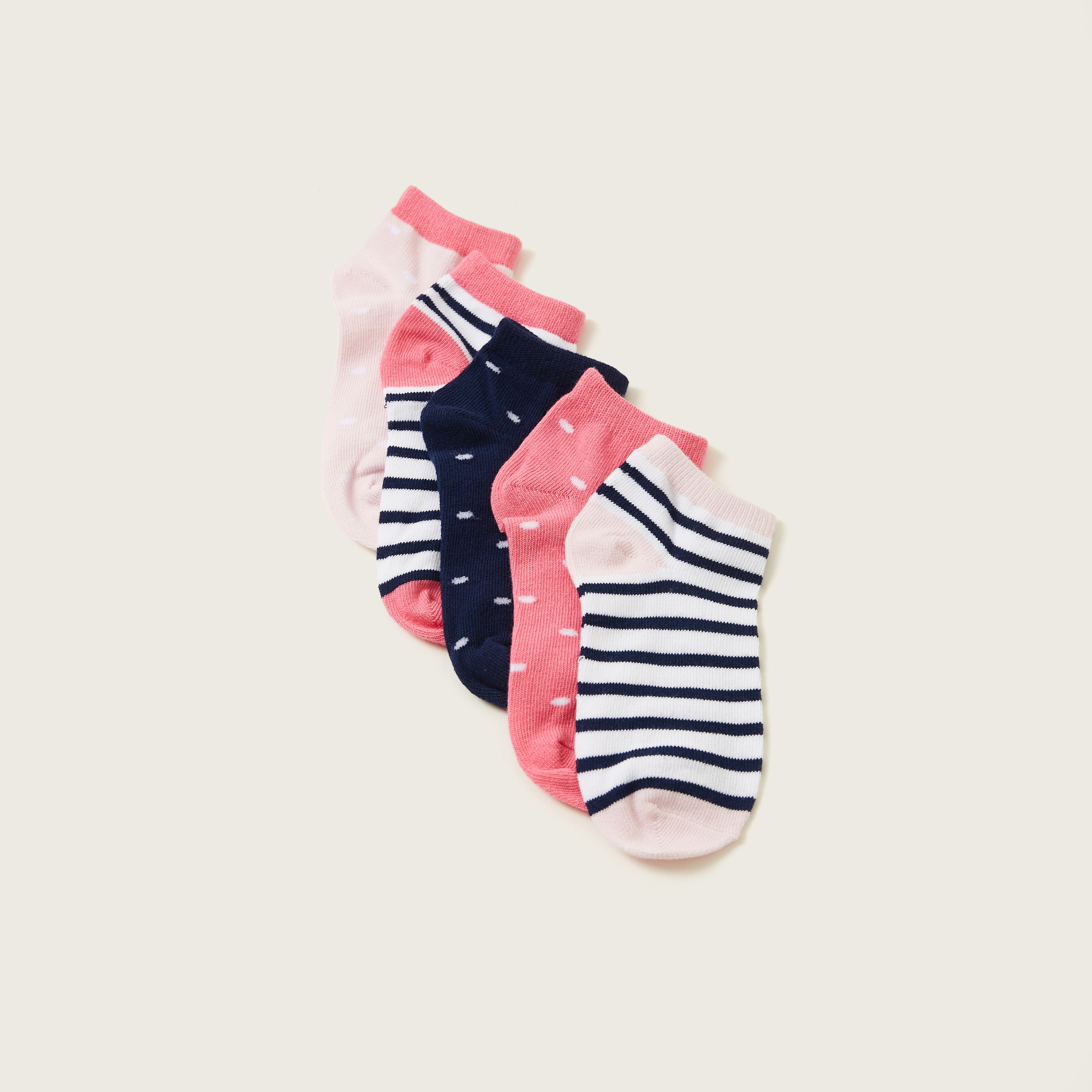 Gloo Printed Ankle-Length Socks with Cuffed Hem - Pack of 5-girls-clothing-multipacks-image-2