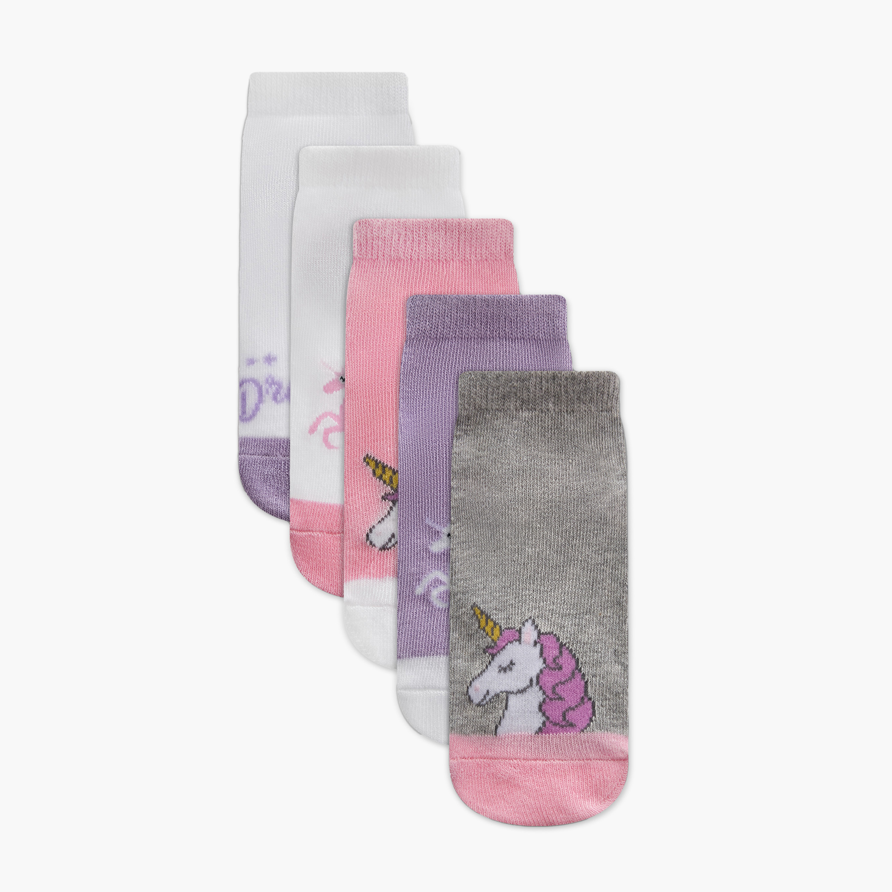 طقم جوارب 5 أزواج بطول الكاحل بطبعات يونيكورن من جلو-girls-accessories-socks-image-1
