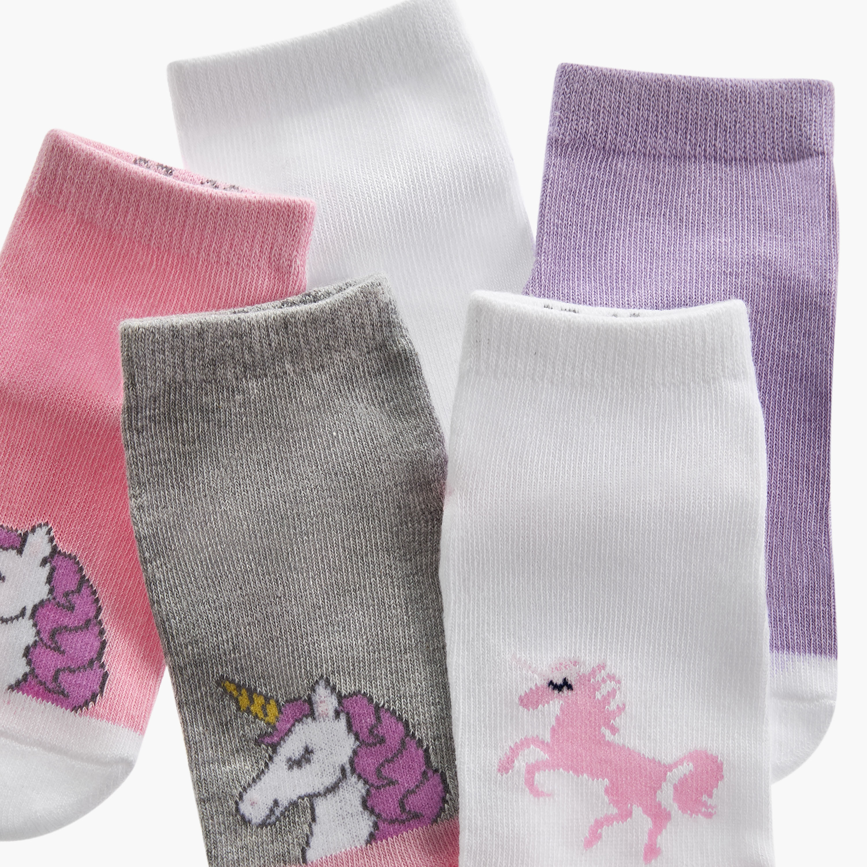 طقم جوارب 5 أزواج بطول الكاحل بطبعات يونيكورن من جلو-girls-accessories-socks-image-3