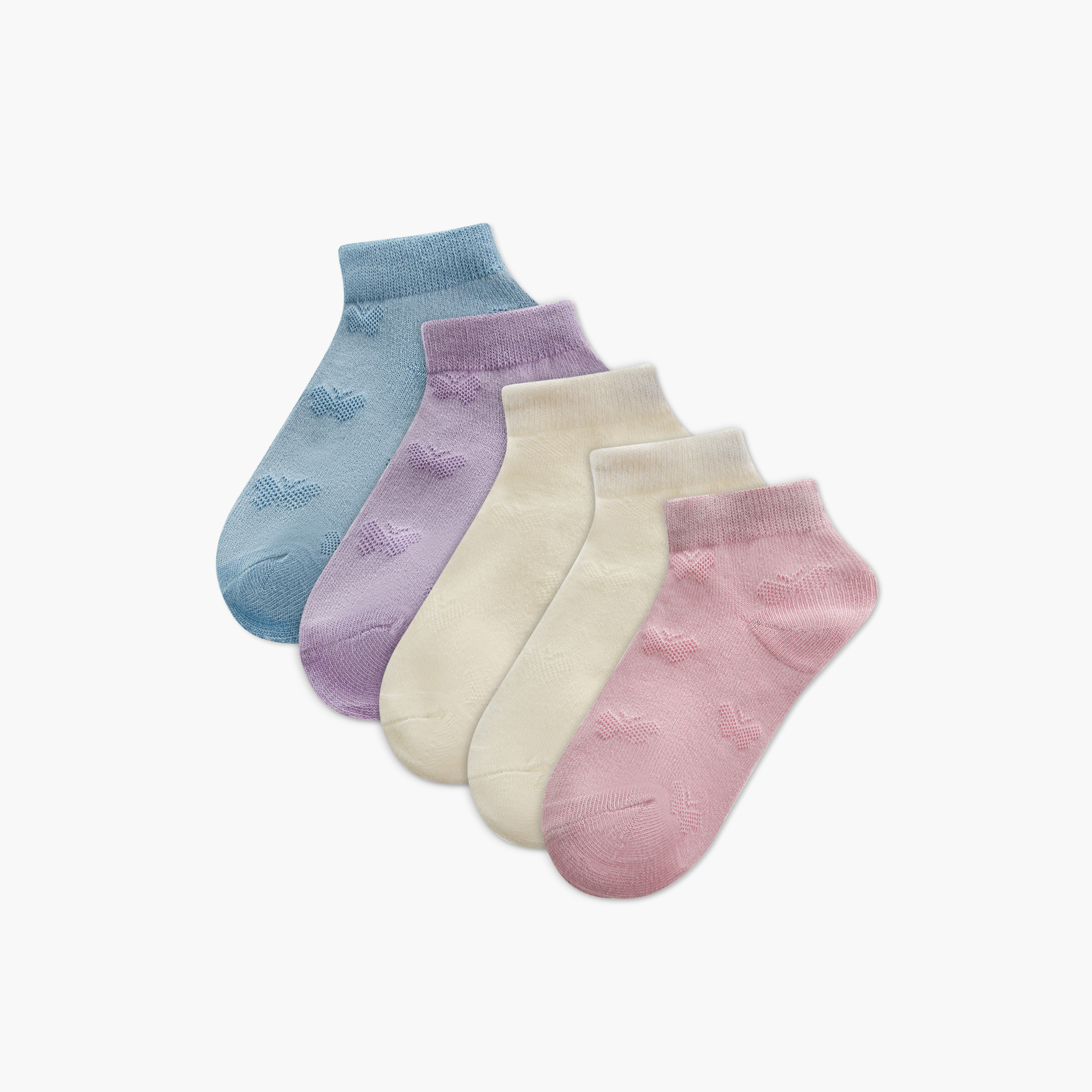 Gloo Textured Ankle Length Socks - Set of 5-girls-accessories-socks-image-1
