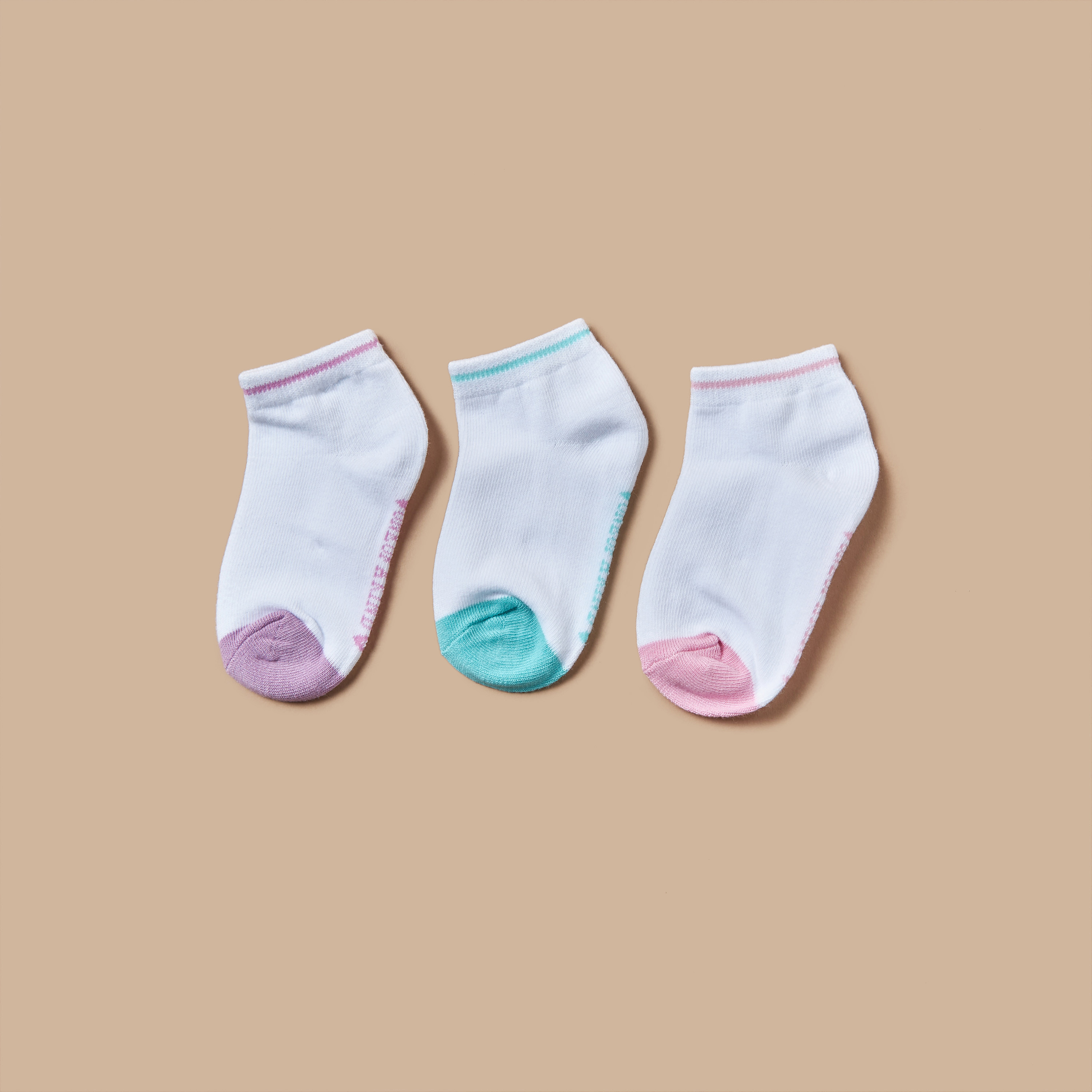 جوارب طول الكاحل بتصميم قوالب ملونة من جونيورز - طقم من 3 أزواج-girls-accessories-socks-image-1