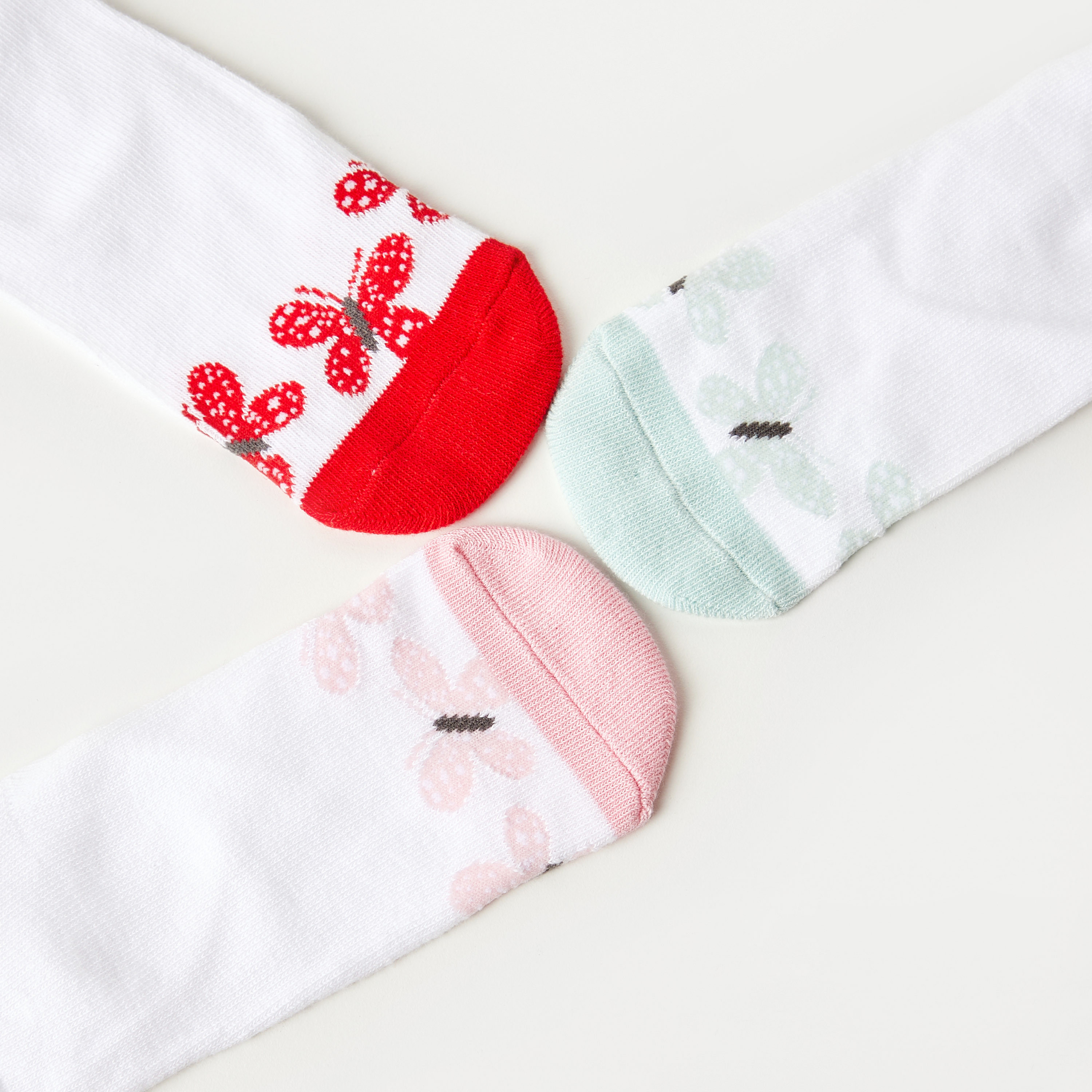 جوارب طول الكاحل بطبعات فراشة من جونيورز - طقم من 3 أزواج-girls-accessories-socks-image-4