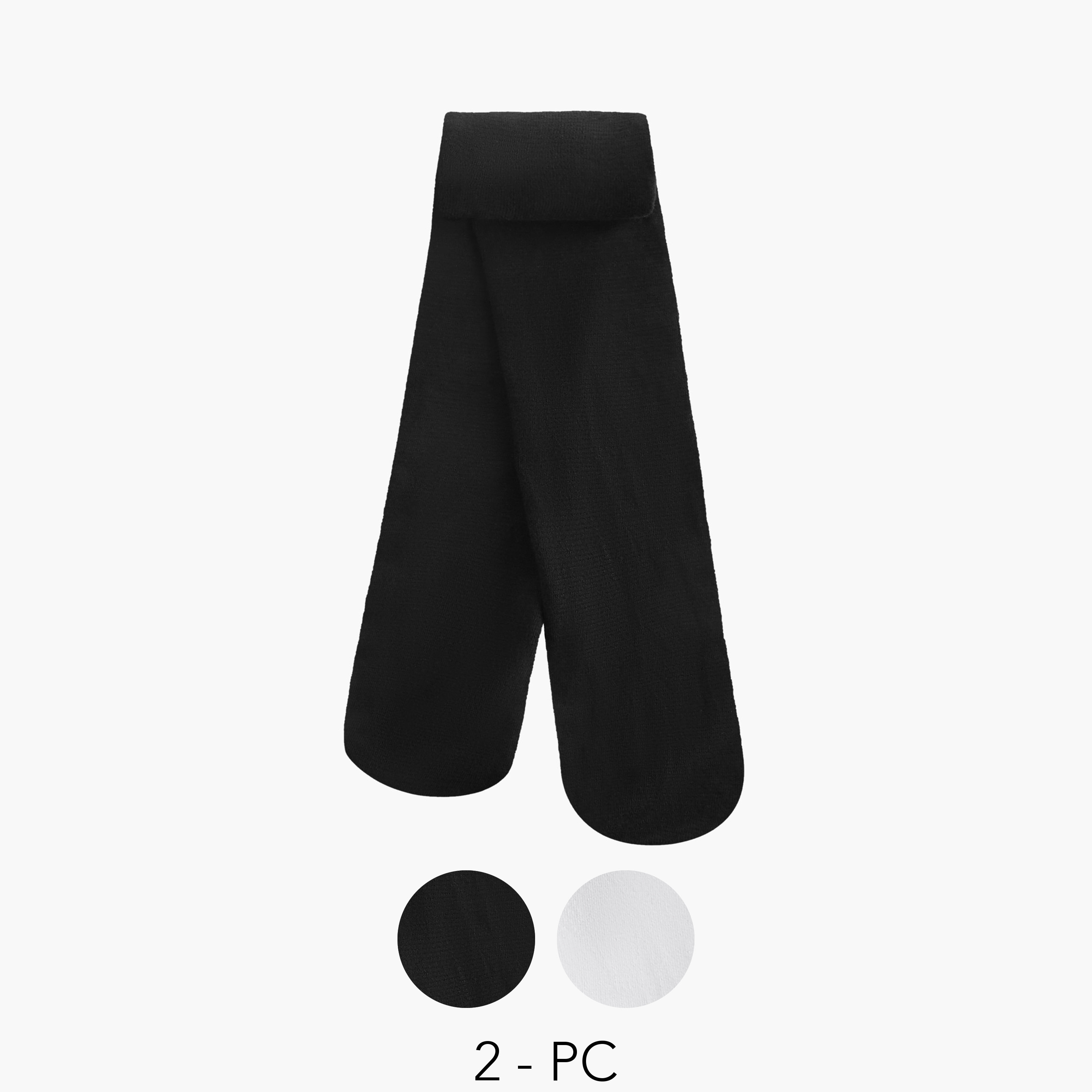 Juniors Solid Tights with Elasticated Waistband - Set of 2-baby-girls-accessories-socks-image-1