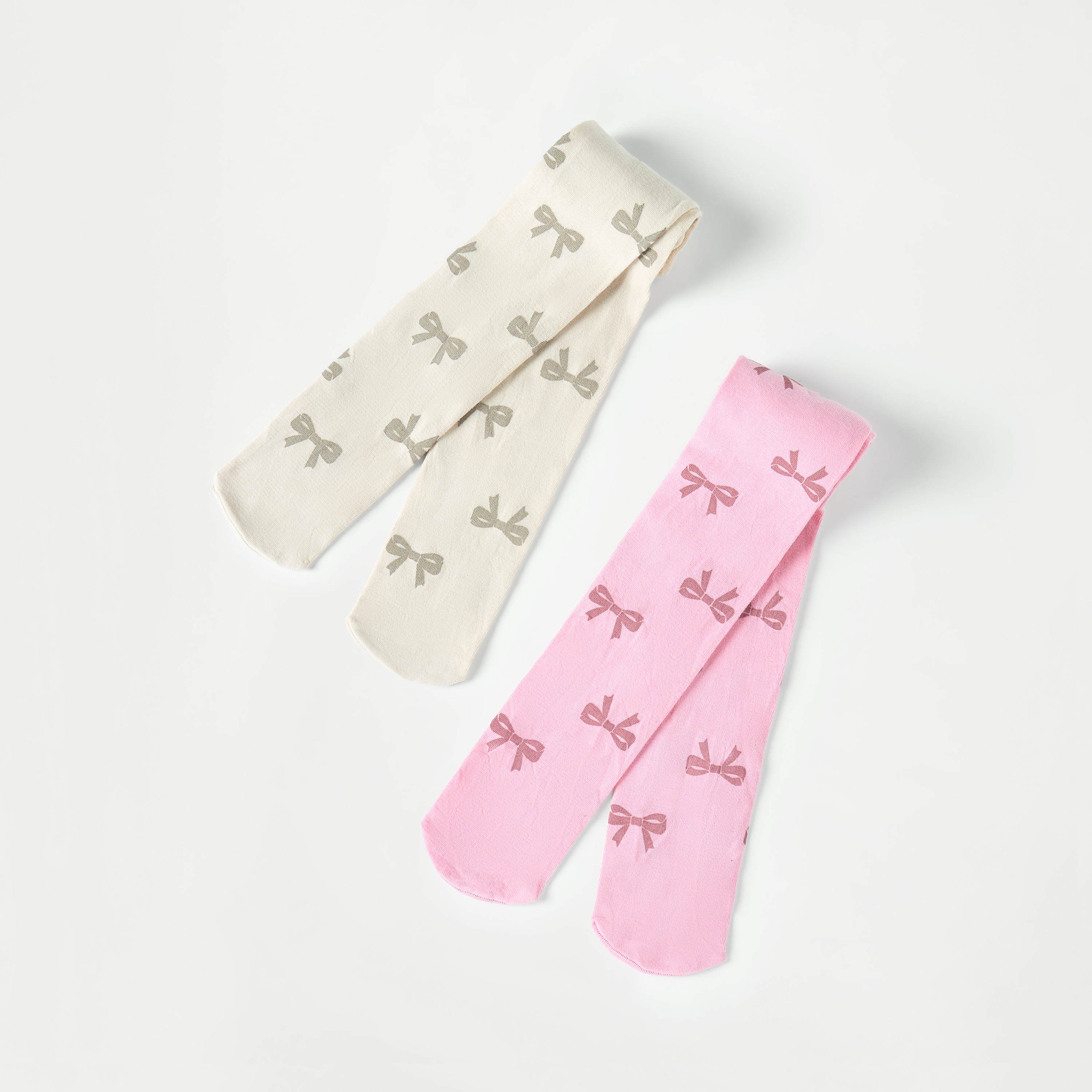 Juniors Bow Print Tights - Set of 2-baby-girls-accessories-socks-image-1