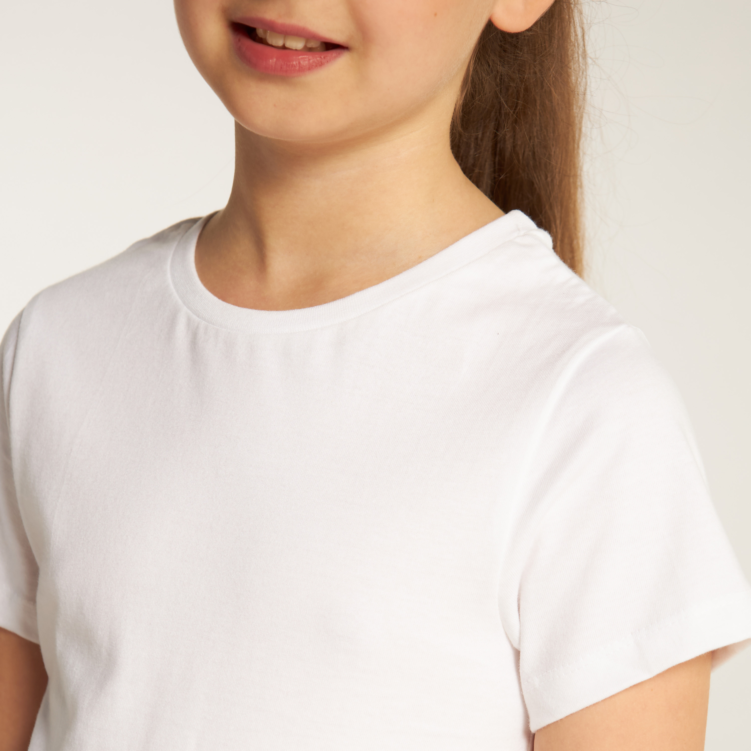 Set of 2- Juniors Solid Crew Neck T-shirt with Short Sleeves-girls-clothing-tshirts-image-4