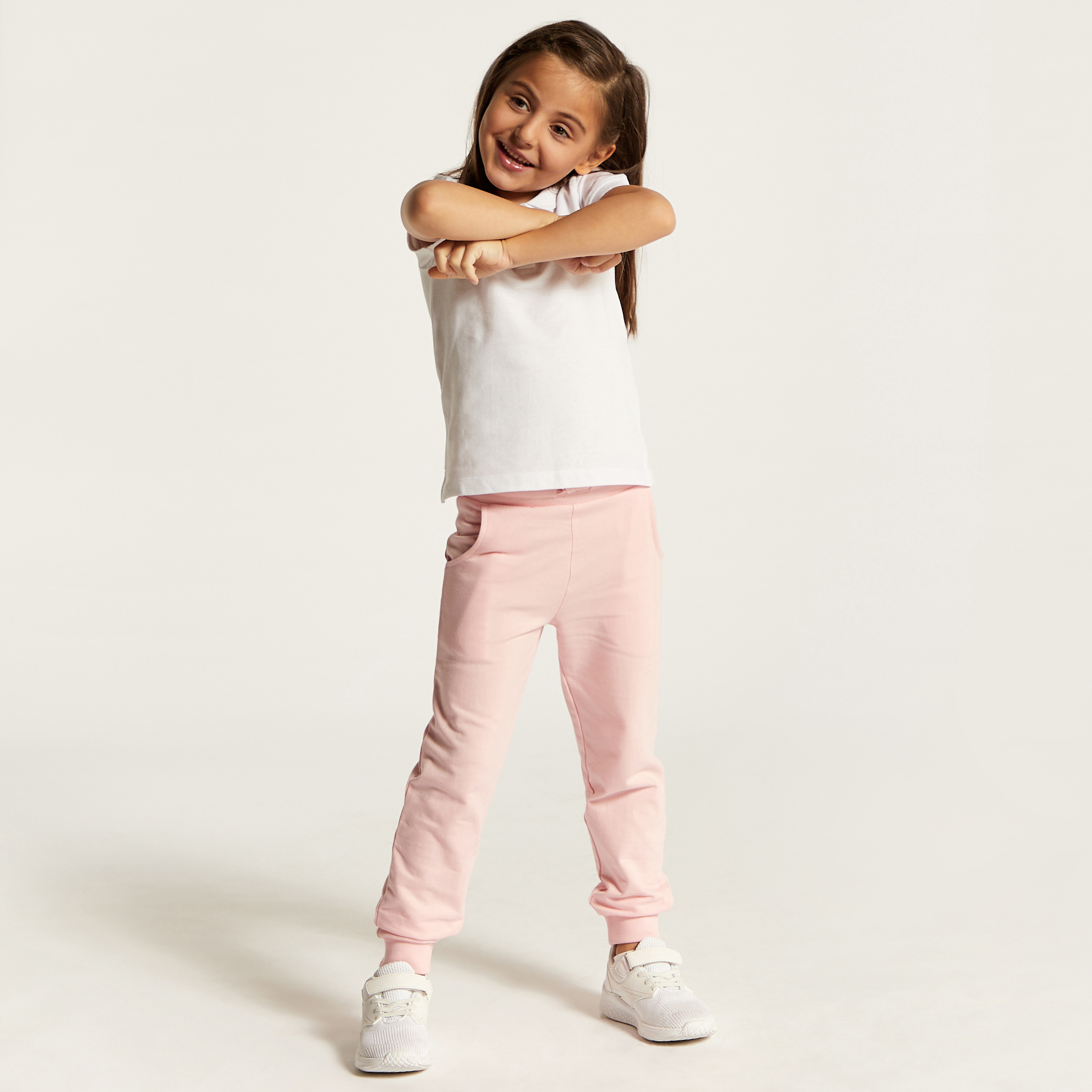 تيشيرت بولو سادة بأكمام قصيرة وتفاصيل صدفية من جونيورز-girls-clothing-tshirts-image-4