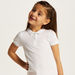 Juniors Solid Polo T-shirt with Scalloped Detail and Short Sleeves-Tops-thumbnailMobile-3