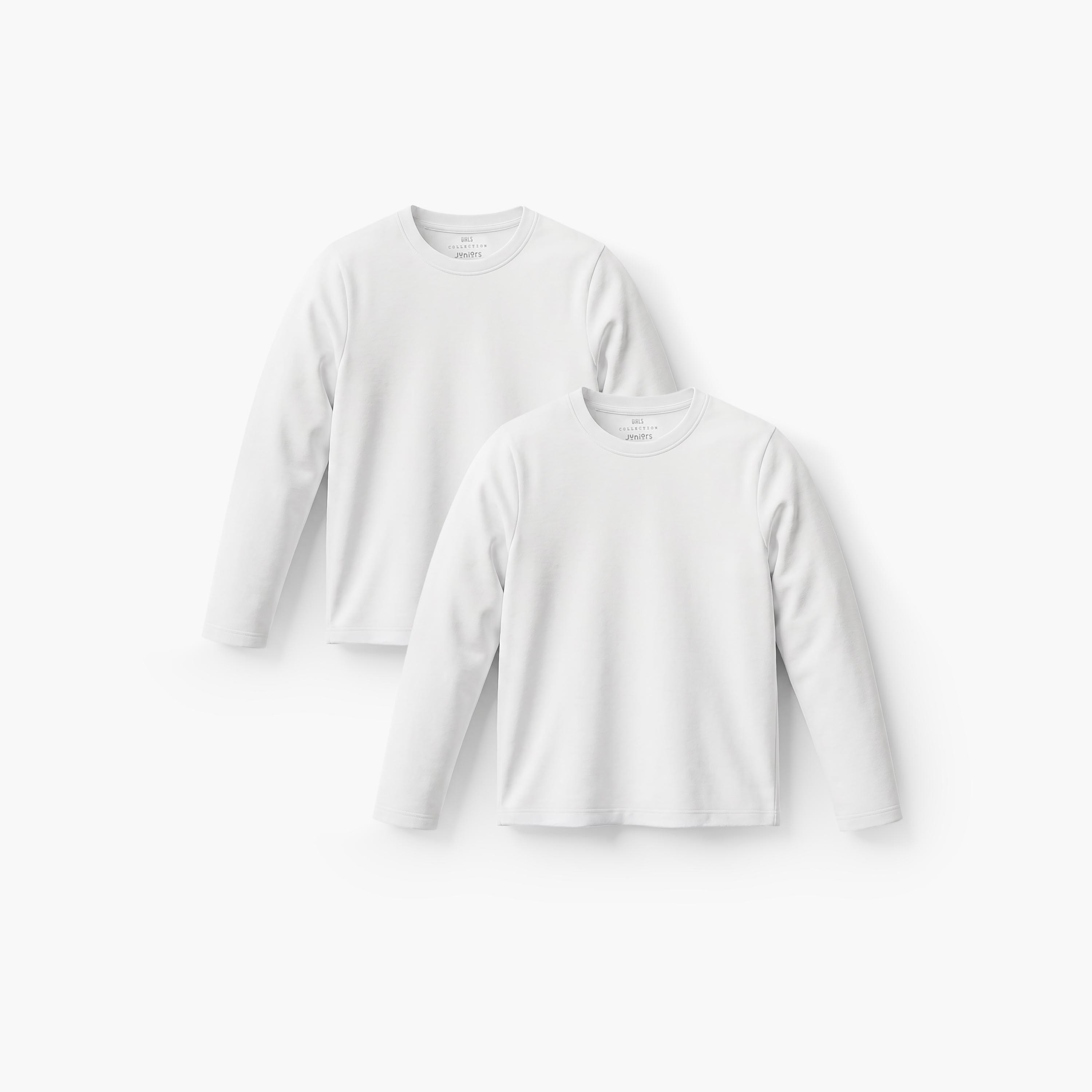 Juniors Solid Crew Neck T-shirt with Long Sleeves-girls-clothing-schoolwear-tshirts-image-2