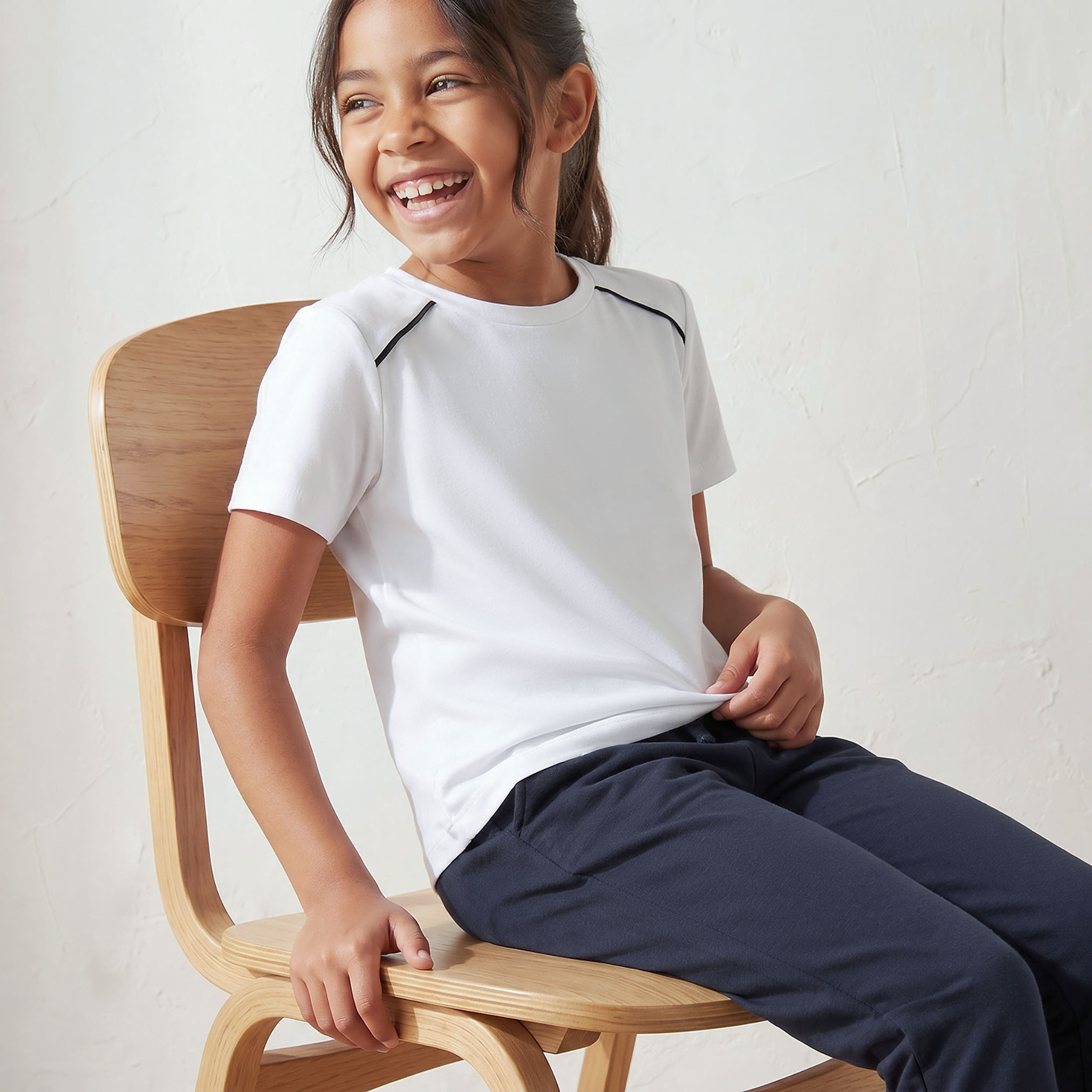 Juniors Solid Crew Neck T-shirt with Short Sleeves-girls-clothing-schoolwear-tshirts-image-6