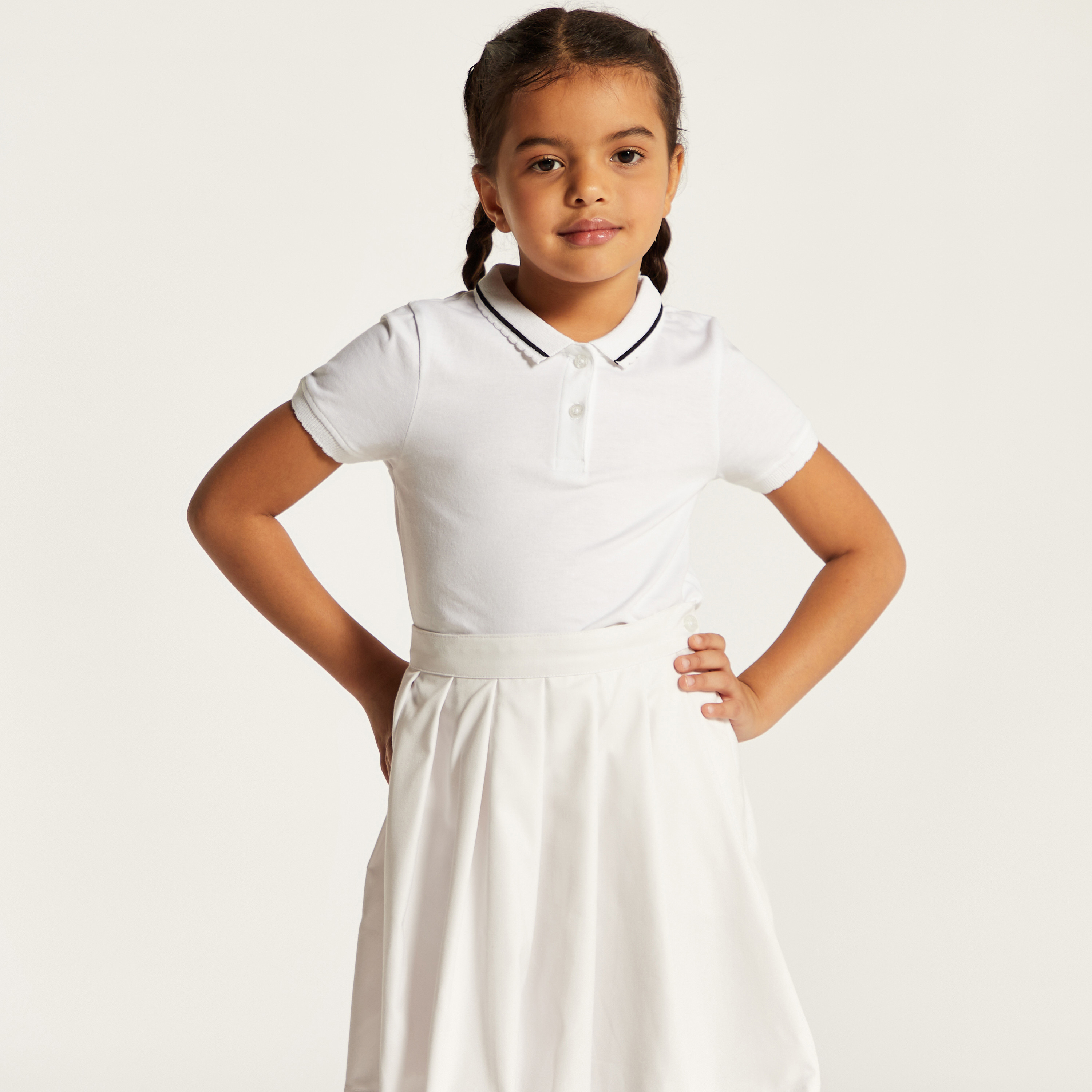 تيشيرت بولو سادة بأكمام قصيرة من جونيورز-girls-clothing-tshirts-image-4