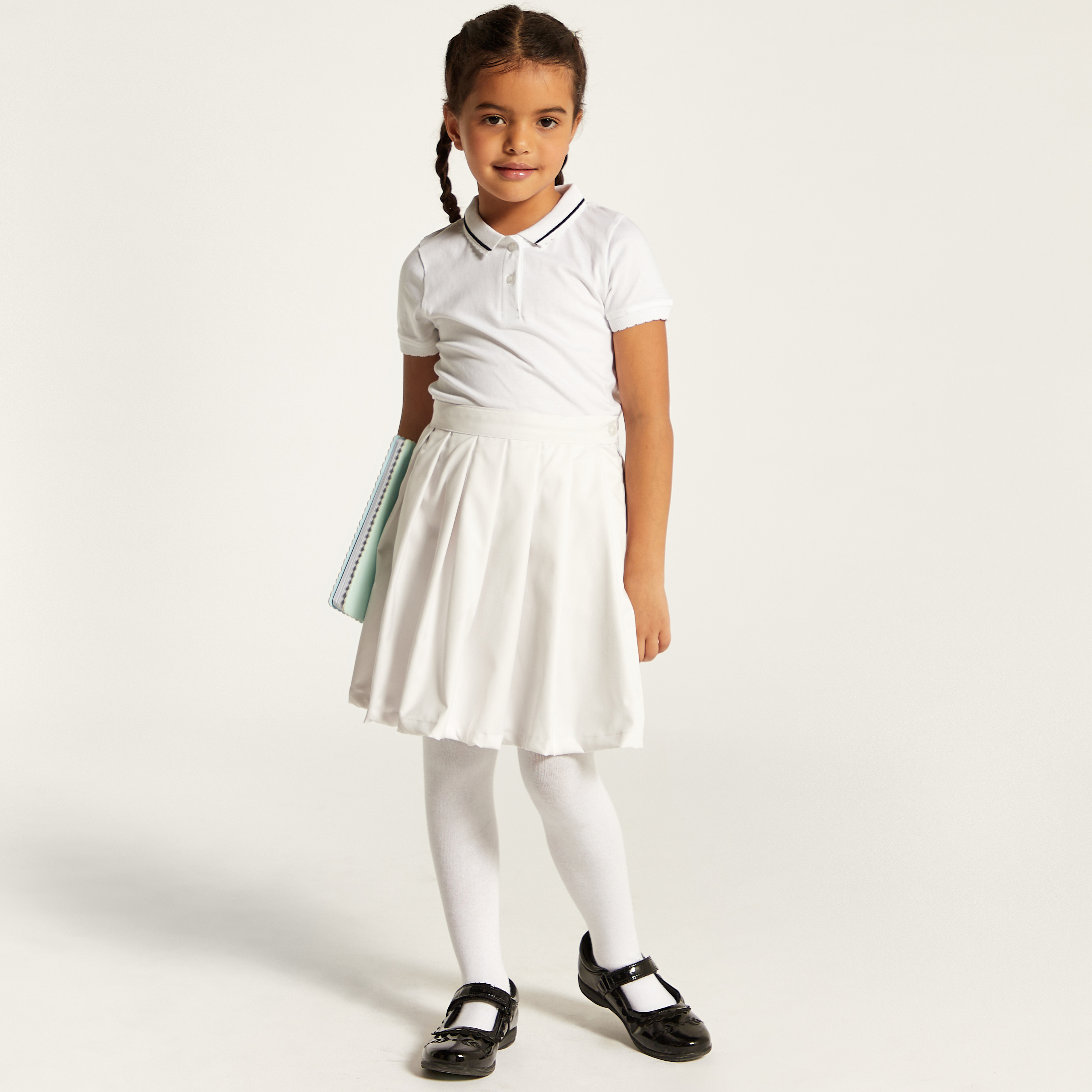 تيشيرت بولو سادة بأكمام قصيرة من جونيورز-girls-clothing-tshirts-image-3