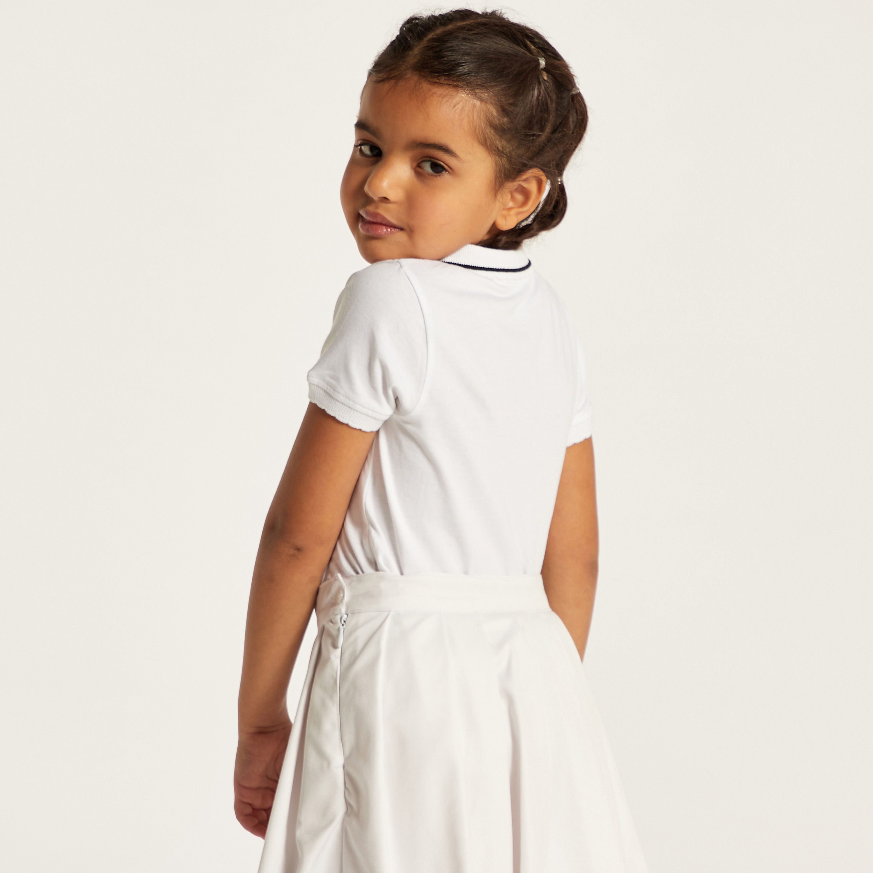 تيشيرت بولو سادة بأكمام قصيرة من جونيورز-girls-clothing-tshirts-image-1