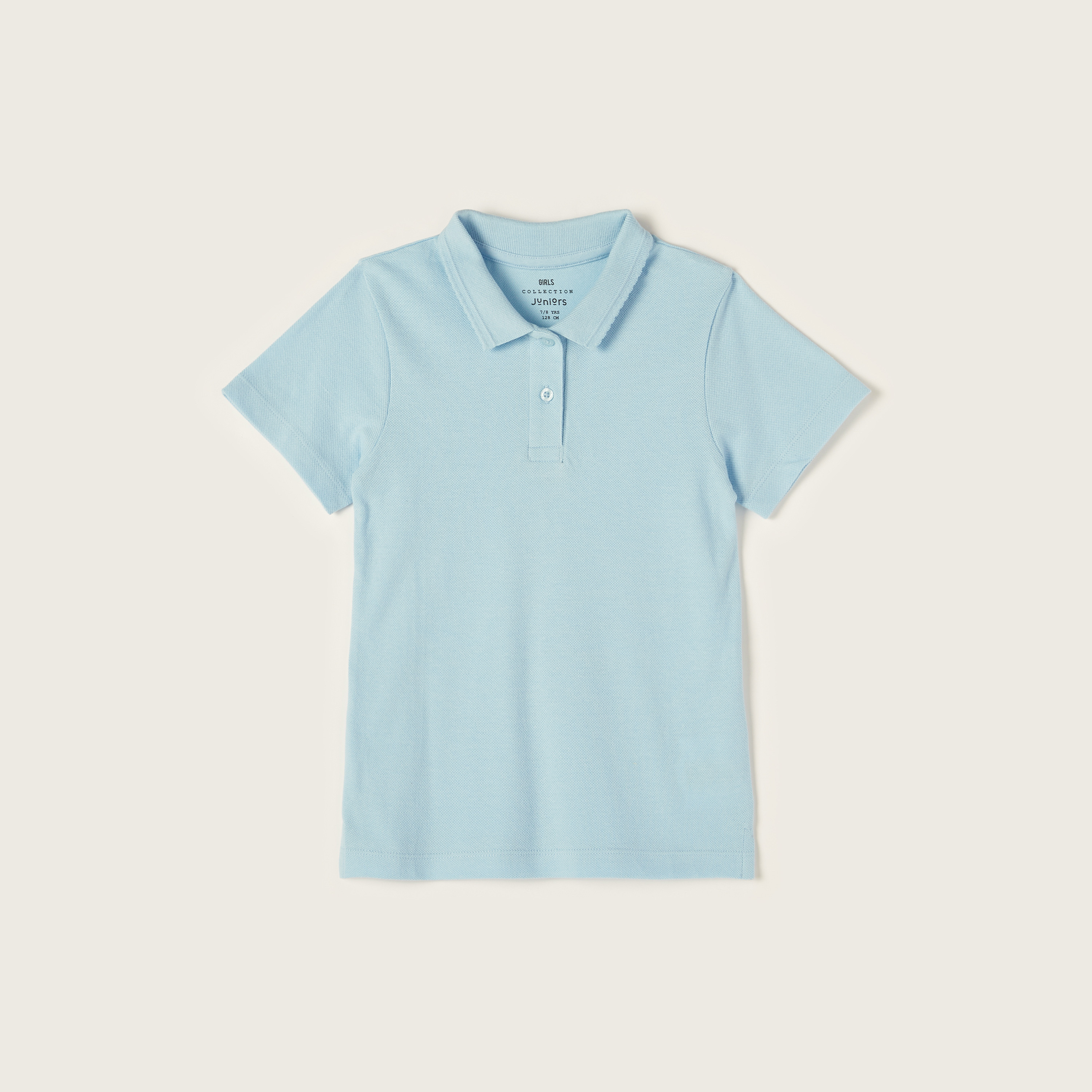 Juniors Solid Short Sleeves Polo T-shirt-girls-clothing-tshirts-image-1