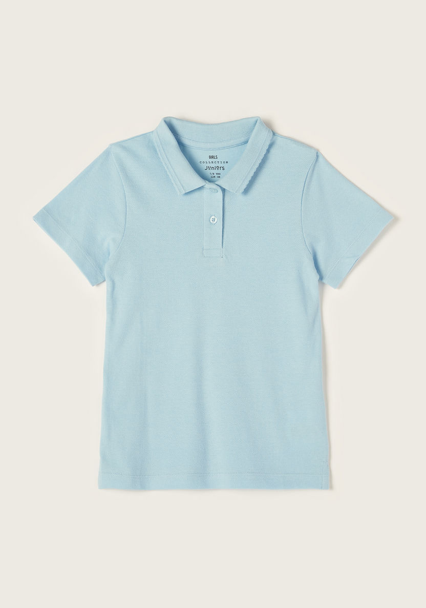 Juniors Solid Short Sleeves Polo T-shirt-T Shirts-image-0