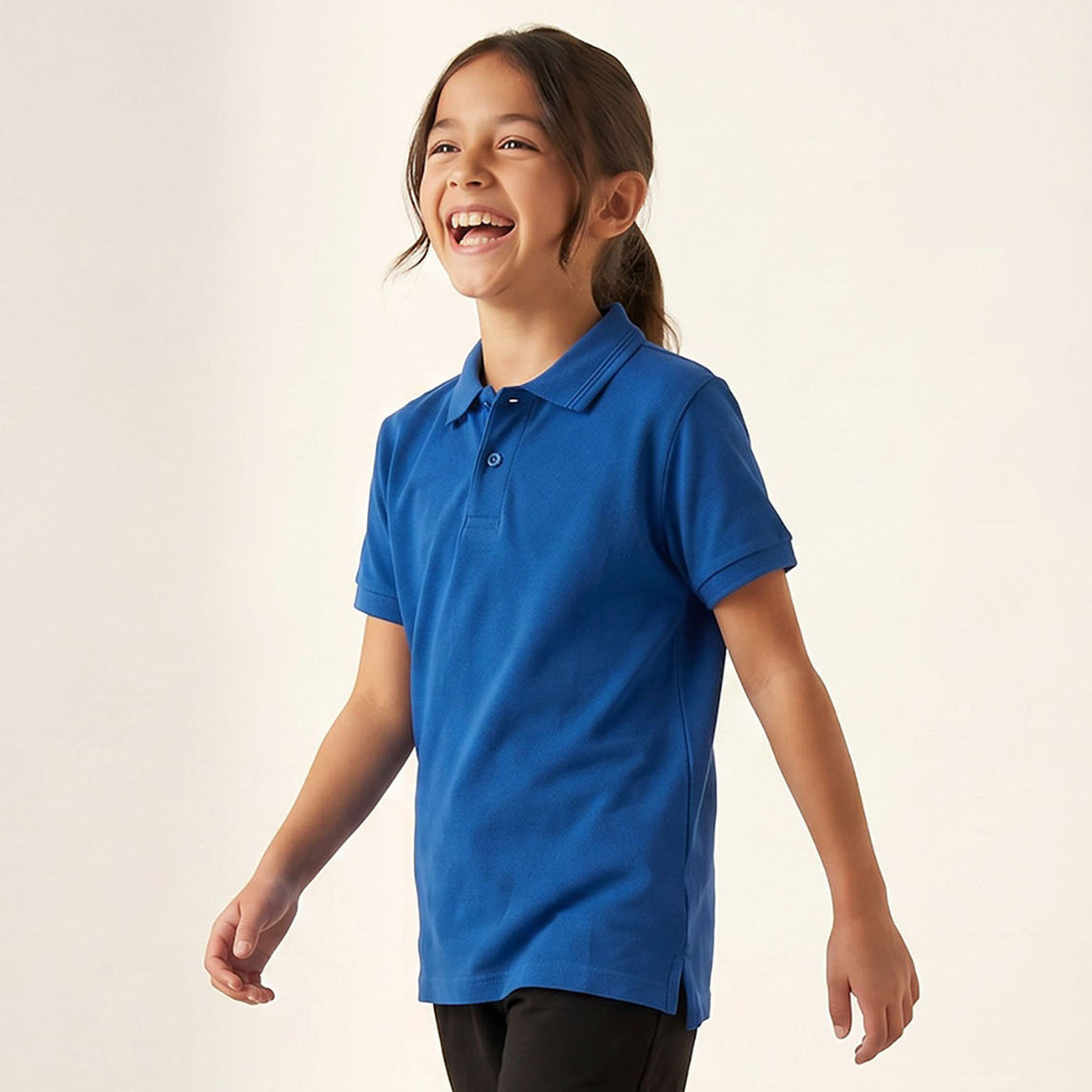 Juniors Solid Short Sleeves Polo T-shirt-girls-clothing-schoolwear-tshirts-image-1