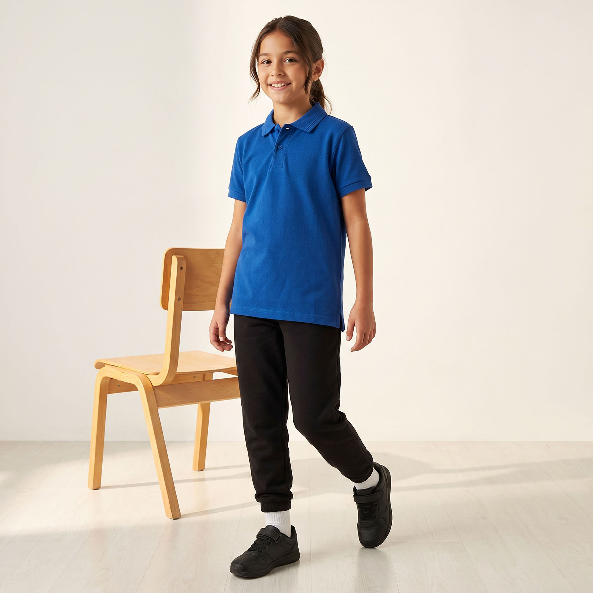 Juniors Solid Short Sleeves Polo T-shirt-girls-clothing-schoolwear-tshirts-image-2