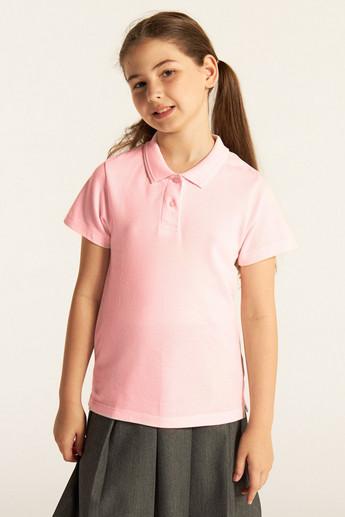 Juniors Solid Short Sleeves Polo T-shirt