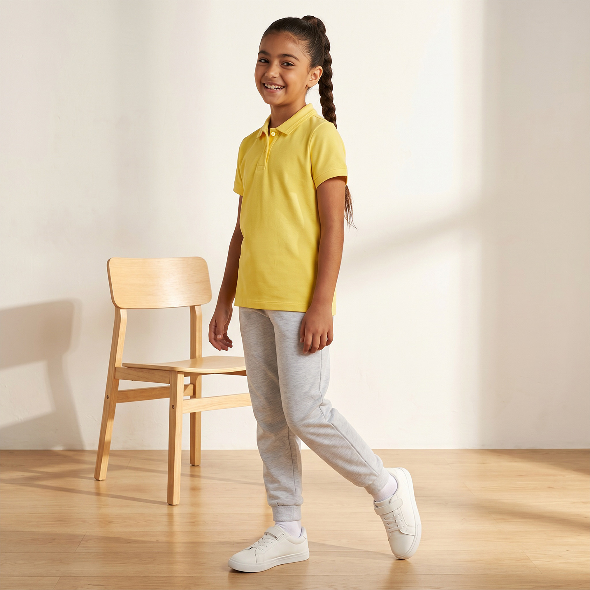 Juniors Solid Short Sleeves Polo T-shirt-girls-clothing-schoolwear-tshirts-image-2