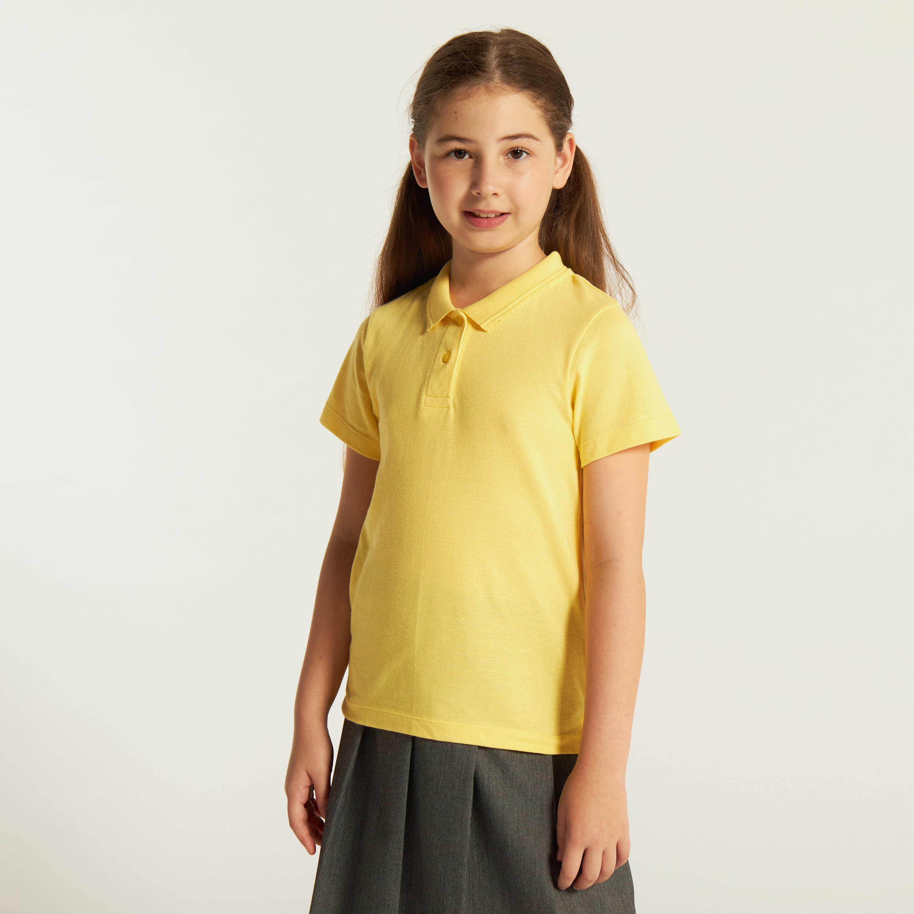 Juniors Solid Short Sleeves Polo T-shirt-girls-clothing-tshirts-image-1