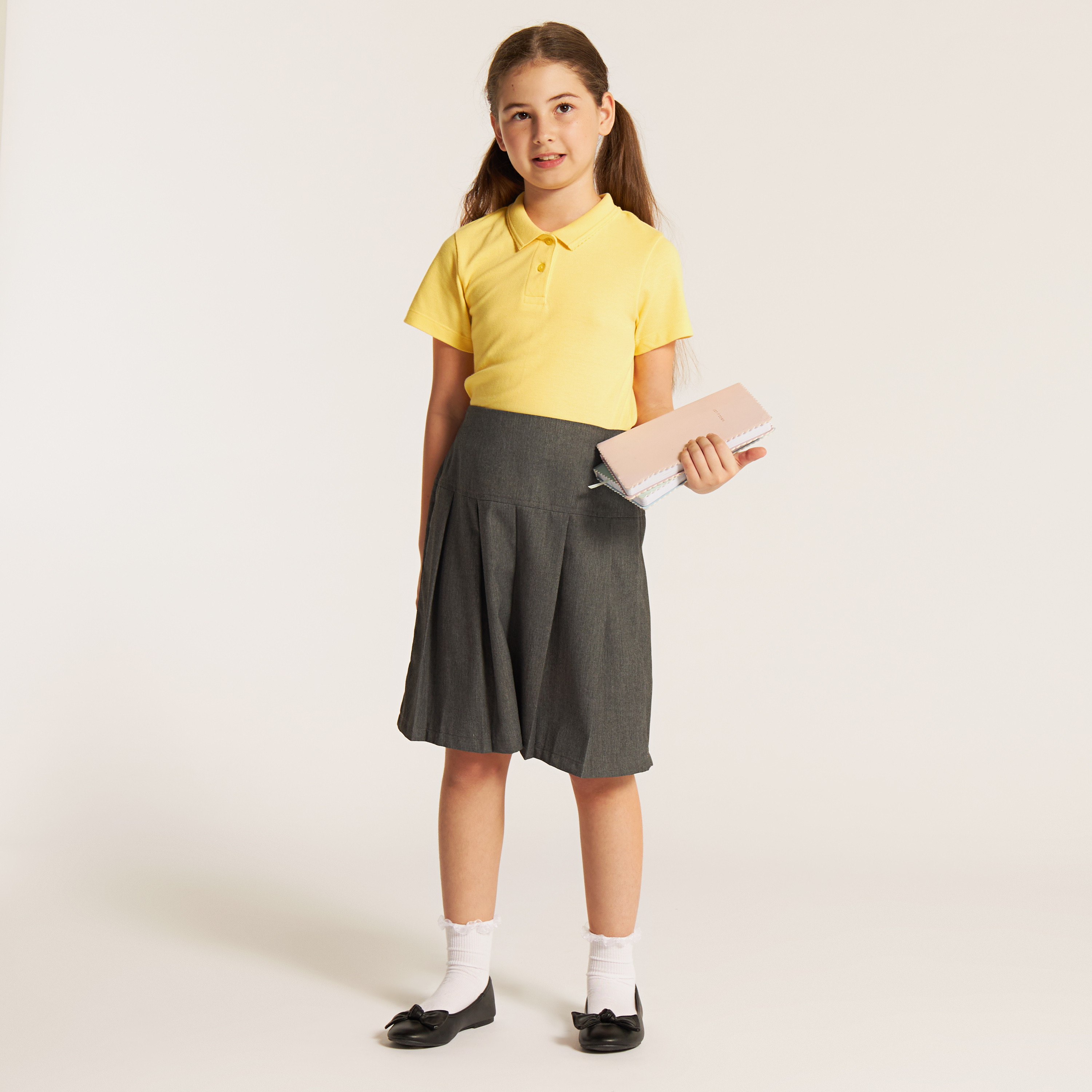 Juniors Solid Short Sleeves Polo T-shirt-girls-clothing-tshirts-image-2