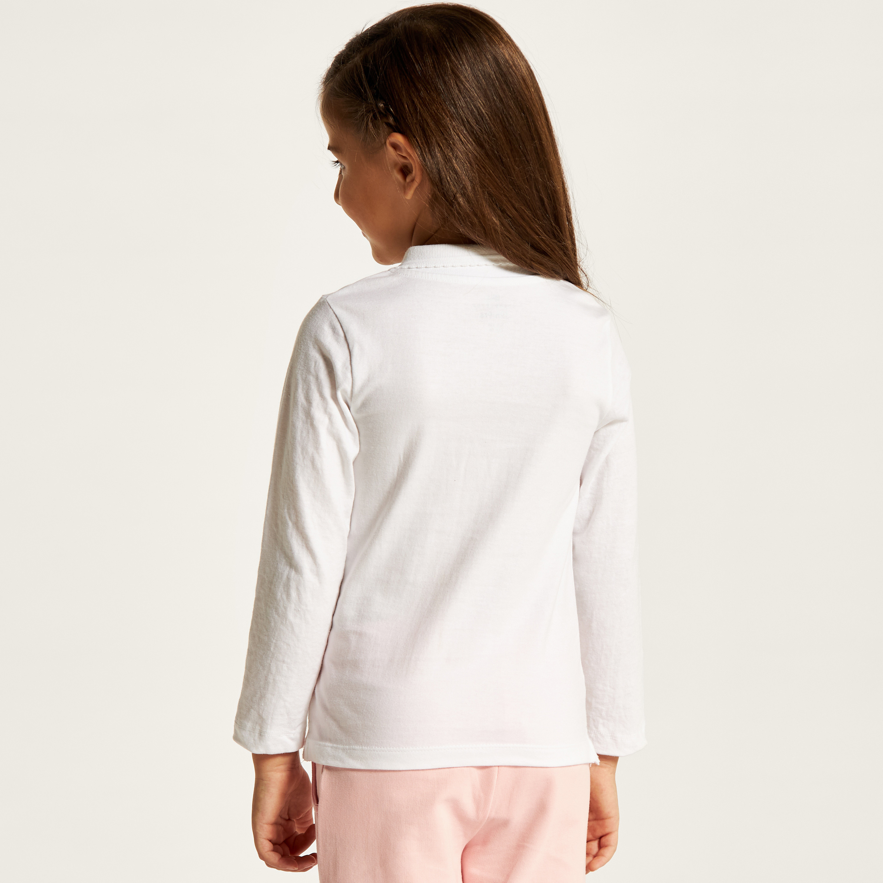 تيشيرت بولو سادة بأكمام طويلة من جونيورز-girls-clothing-schoolwear-tshirts-image-4